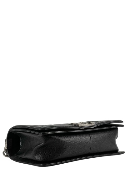 CHANEL - Medium Boy Flap Bag Black Caviar Sliver Hardware