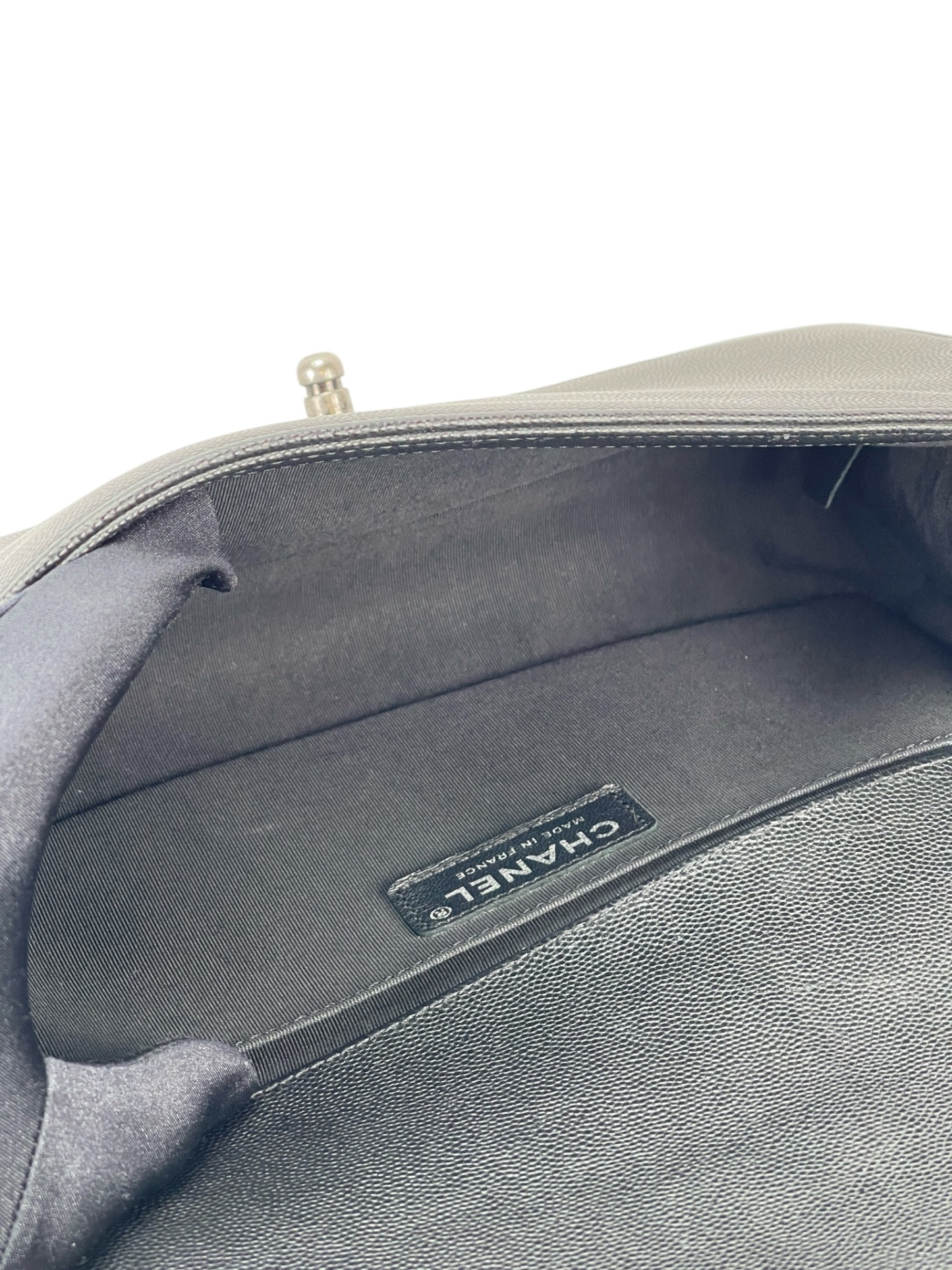 CHANEL - Medium Boy Flap Bag Black Caviar Sliver Hardware