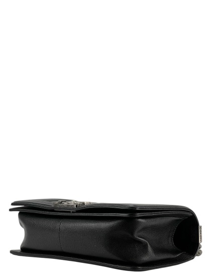 CHANEL - Medium Boy Flap Bag Black Caviar Sliver Hardware