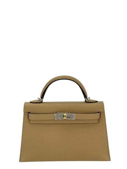 HERMES - Mini Kelly 2 1C Poussiere Epsom Palladium Hardware