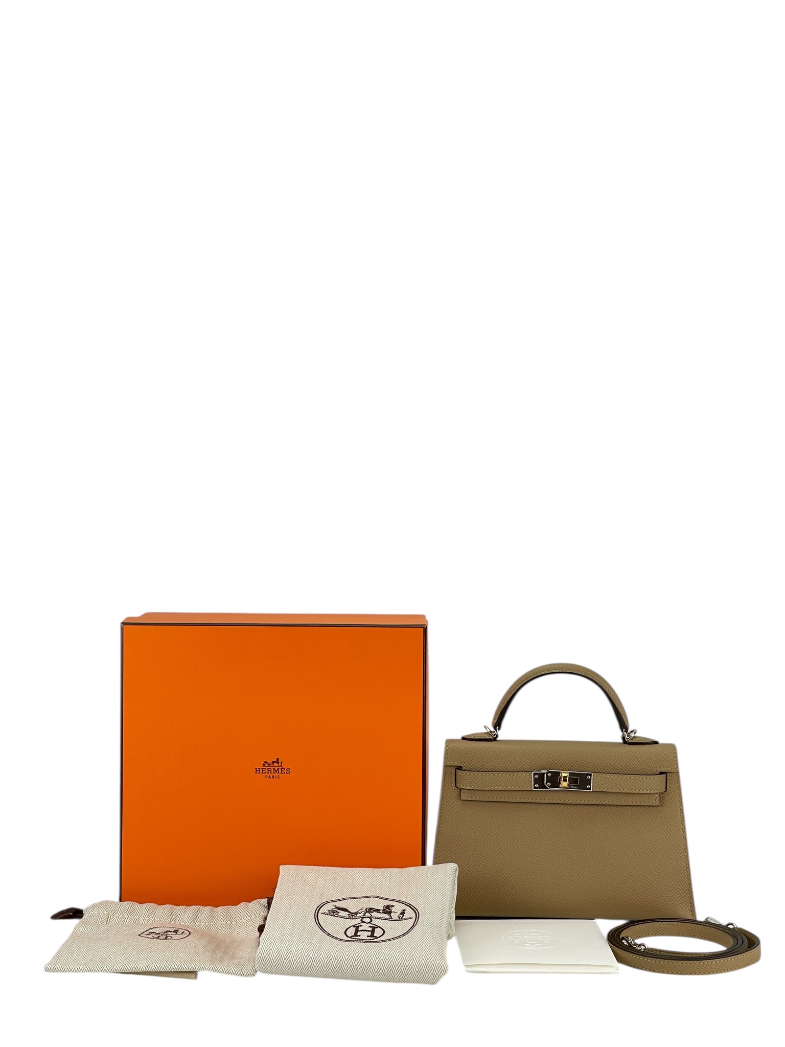 HERMES - Mini Kelly 2 1C Poussiere Epsom Palladium Hardware