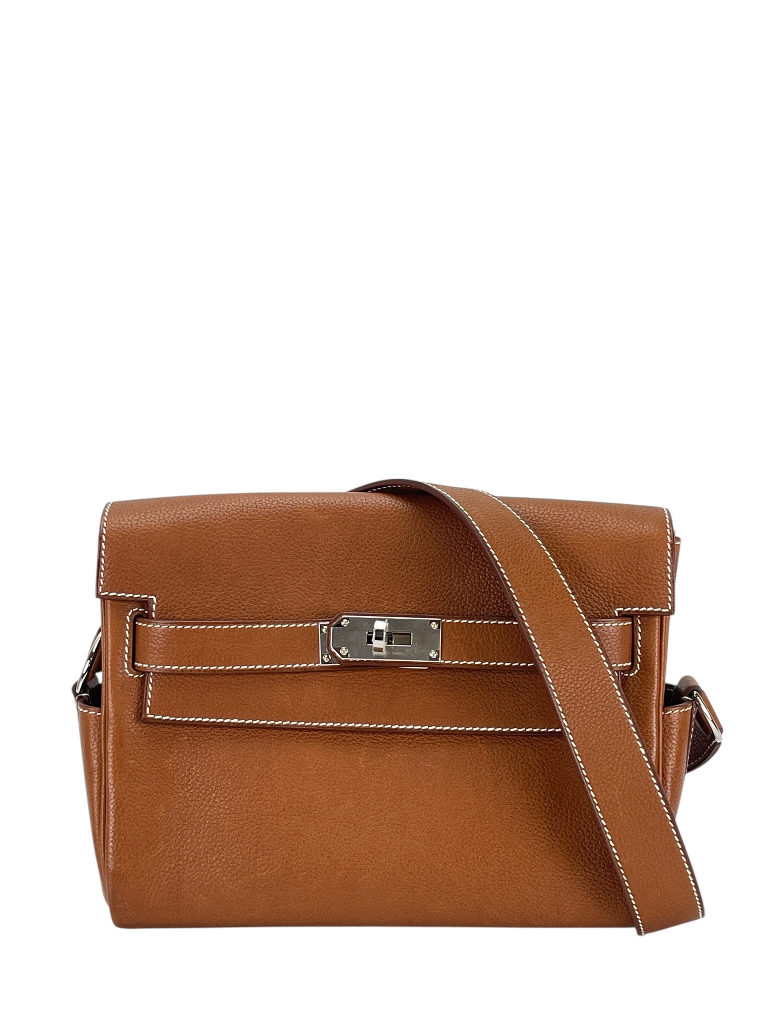 HERMES ブラウンレザーショルダーバッグ~~ HERMES - Kelly Messenger PM 18 Vache Hunter Leather Fauve 34