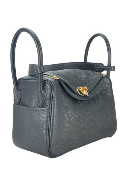 HERMES - Lindy 26 Black TC Gold Hardware 