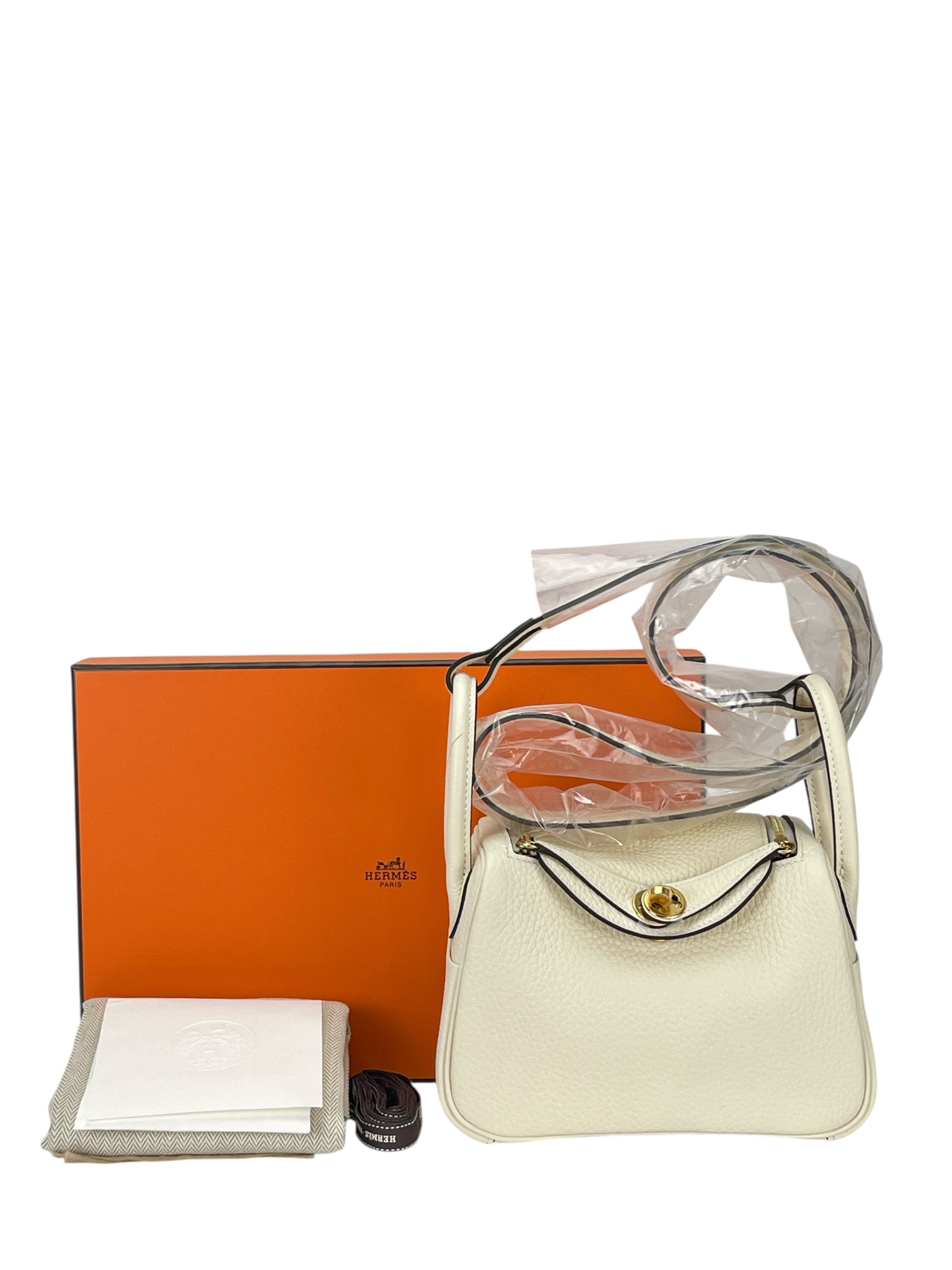 HERMES - Mini Lindy So White TC Gold Hardware 