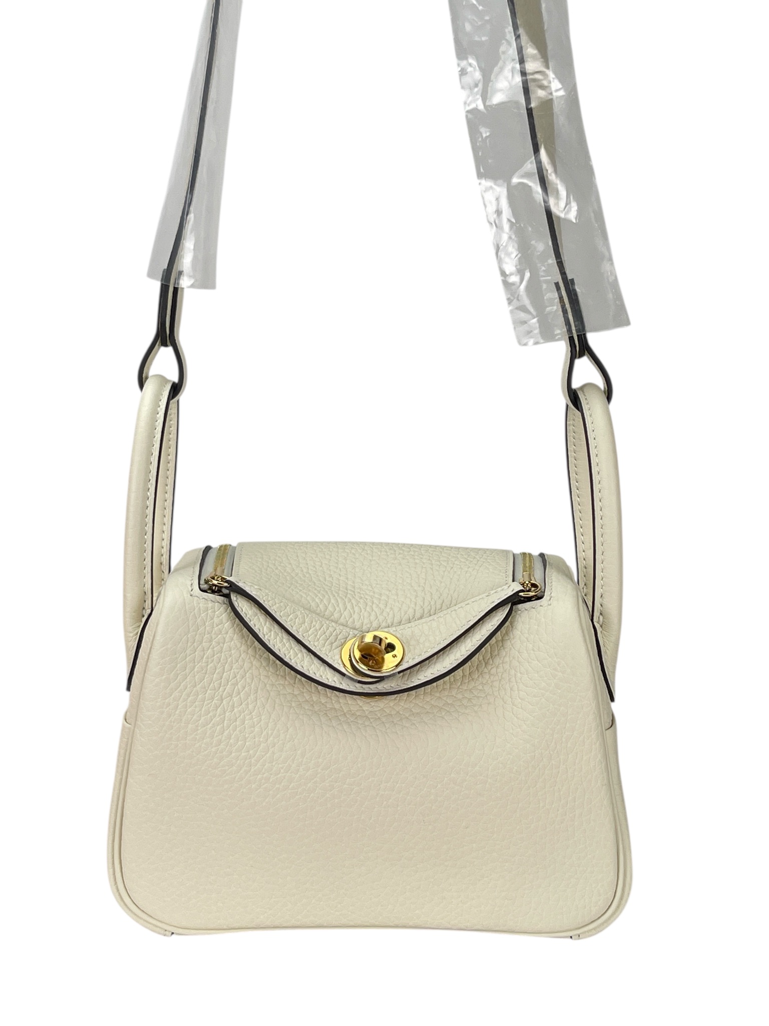 HERMES - Mini Lindy So White TC Gold Hardware 