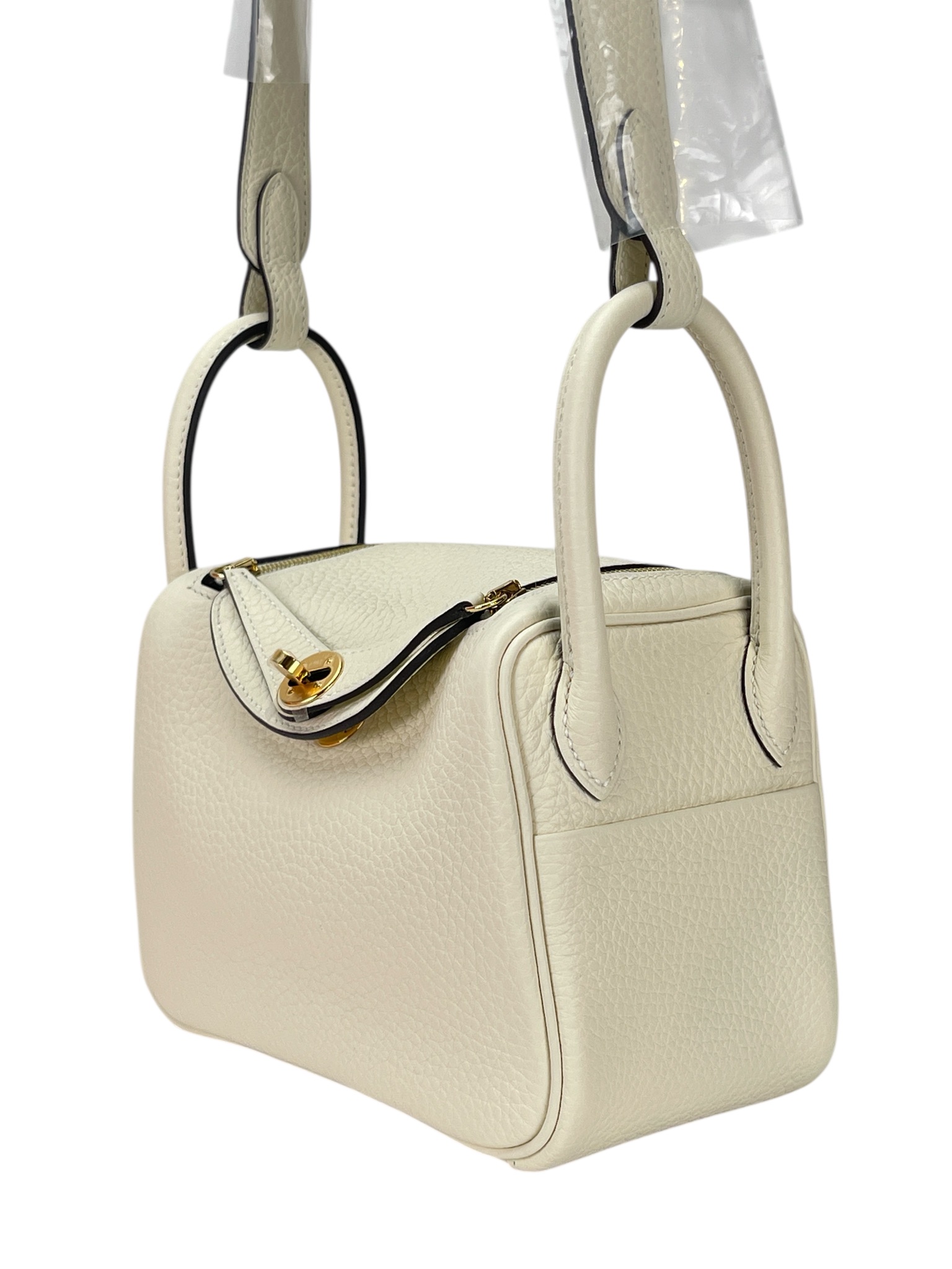 HERMES - Mini Lindy So White TC Gold Hardware 