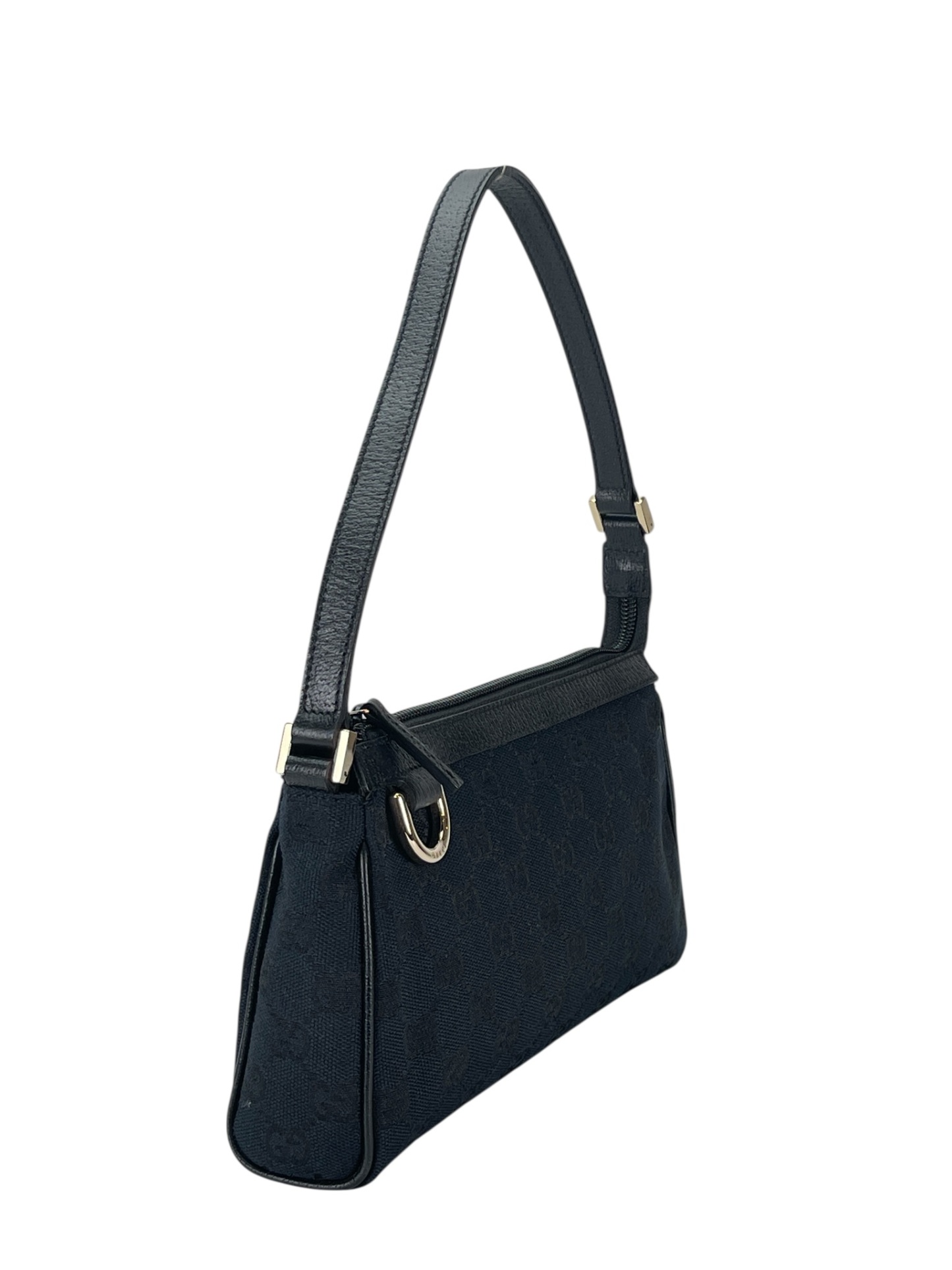 GUCCI - Black GG Canvas Shoulder Bag