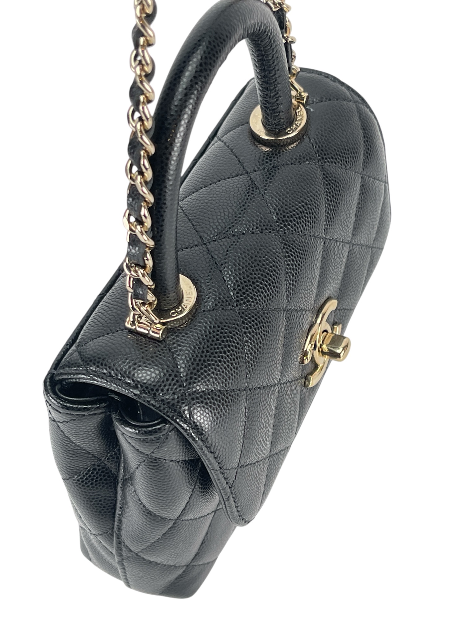 CHANEL - 25A Coco Handle Nano Black Caviar Gold Hardware