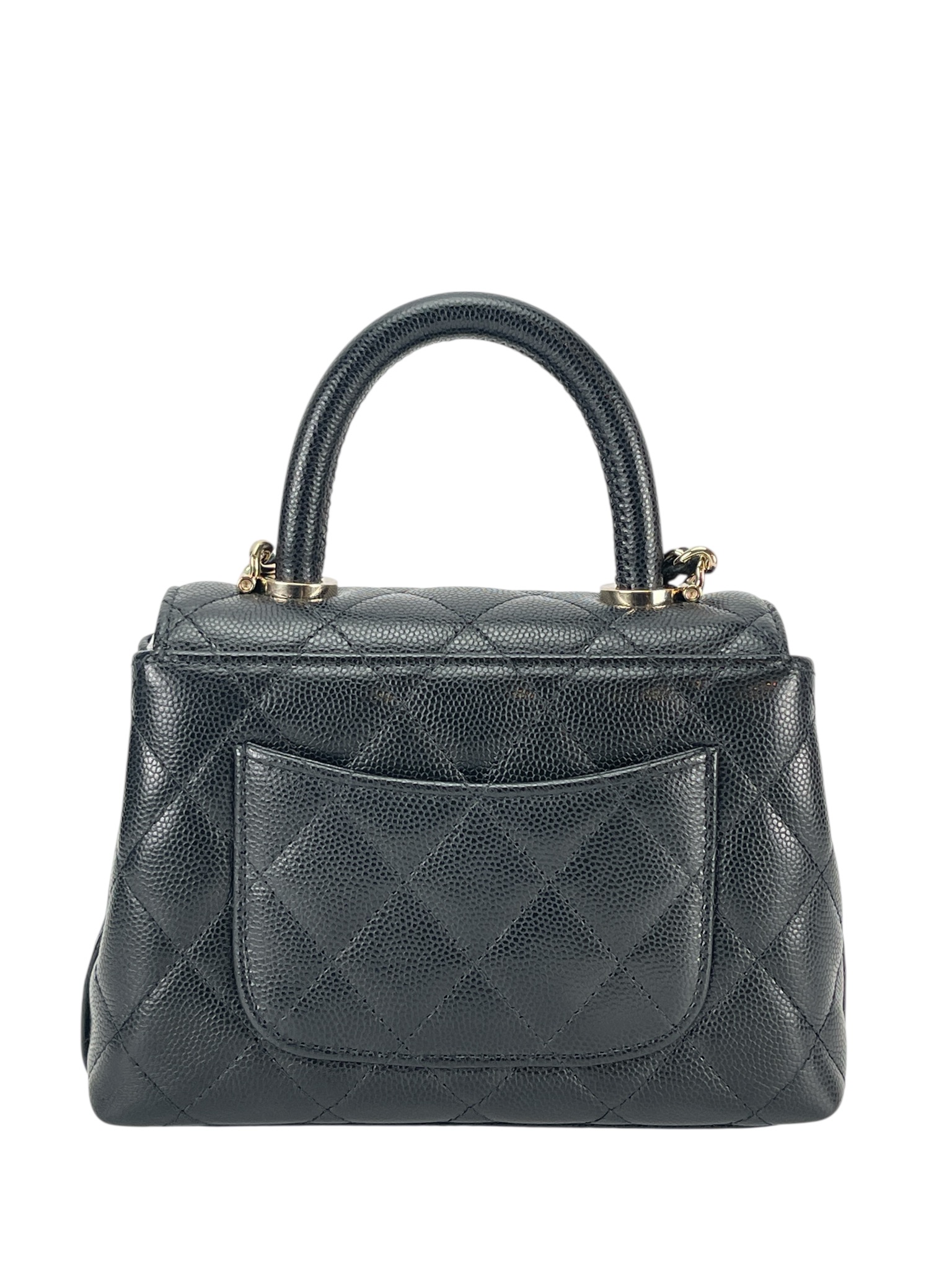 CHANEL - 25A Coco Handle Nano Black Caviar Gold Hardware