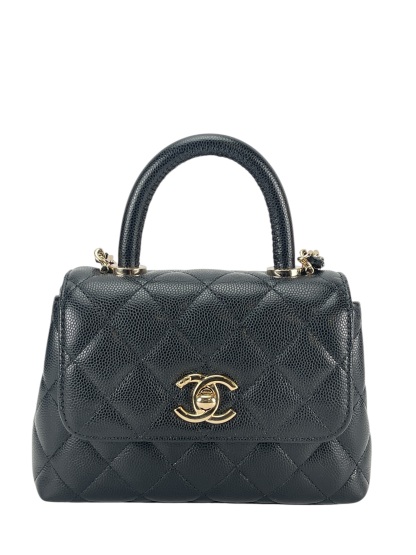 CHANEL - 25A Coco Handle Nano Black Caviar Gold Hardware
