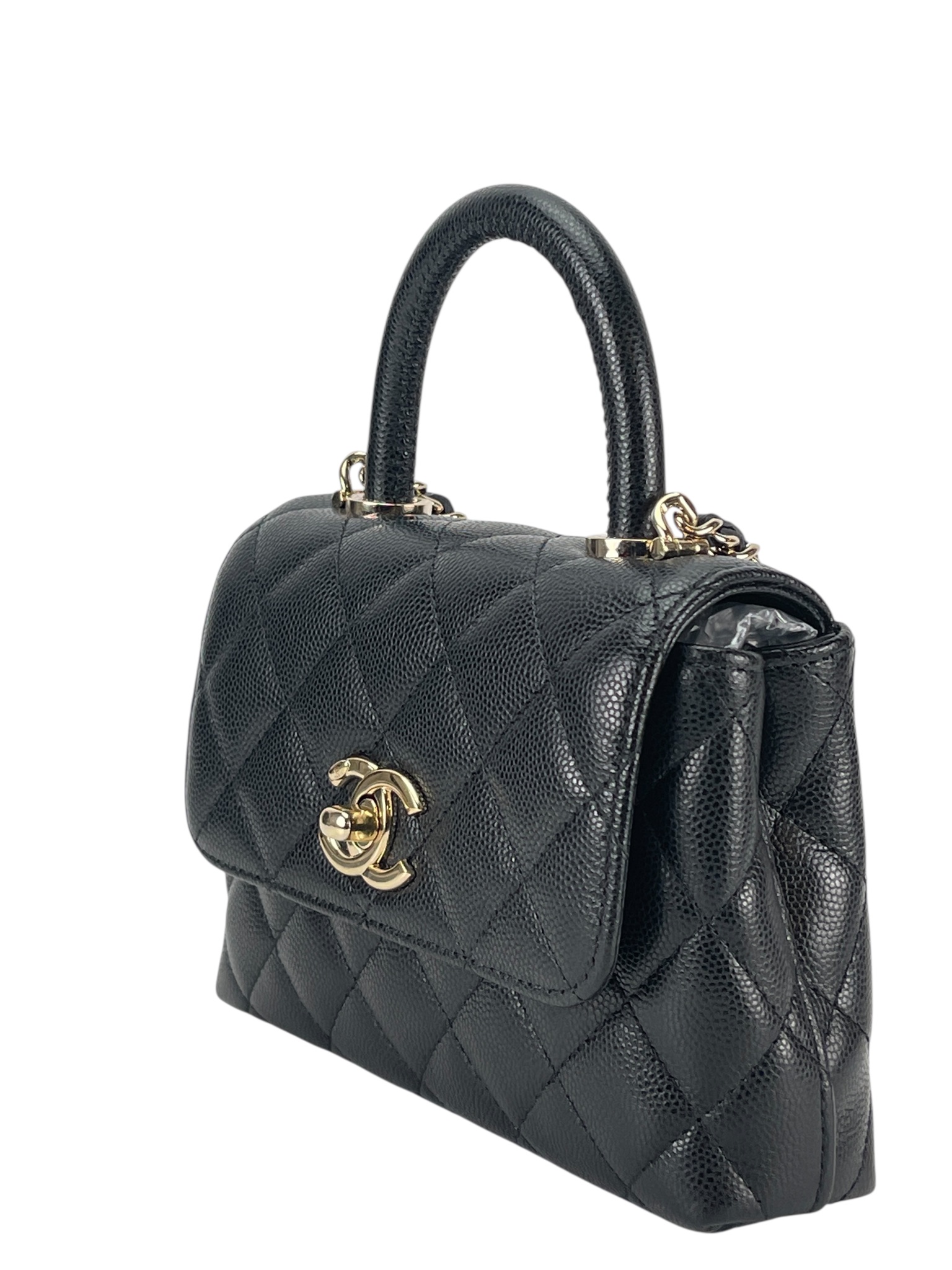 CHANEL - 25A Coco Handle Nano Black Caviar Gold Hardware