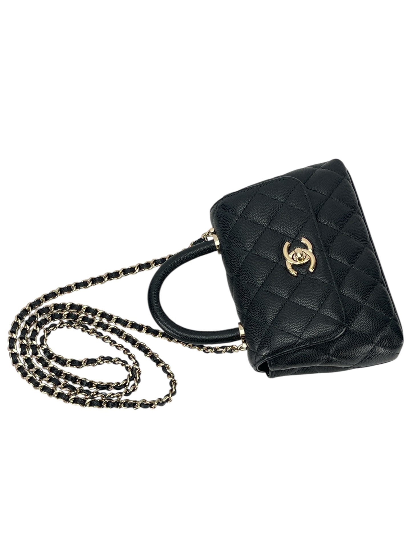 CHANEL - 25A Coco Handle Nano Black Caviar Gold Hardware