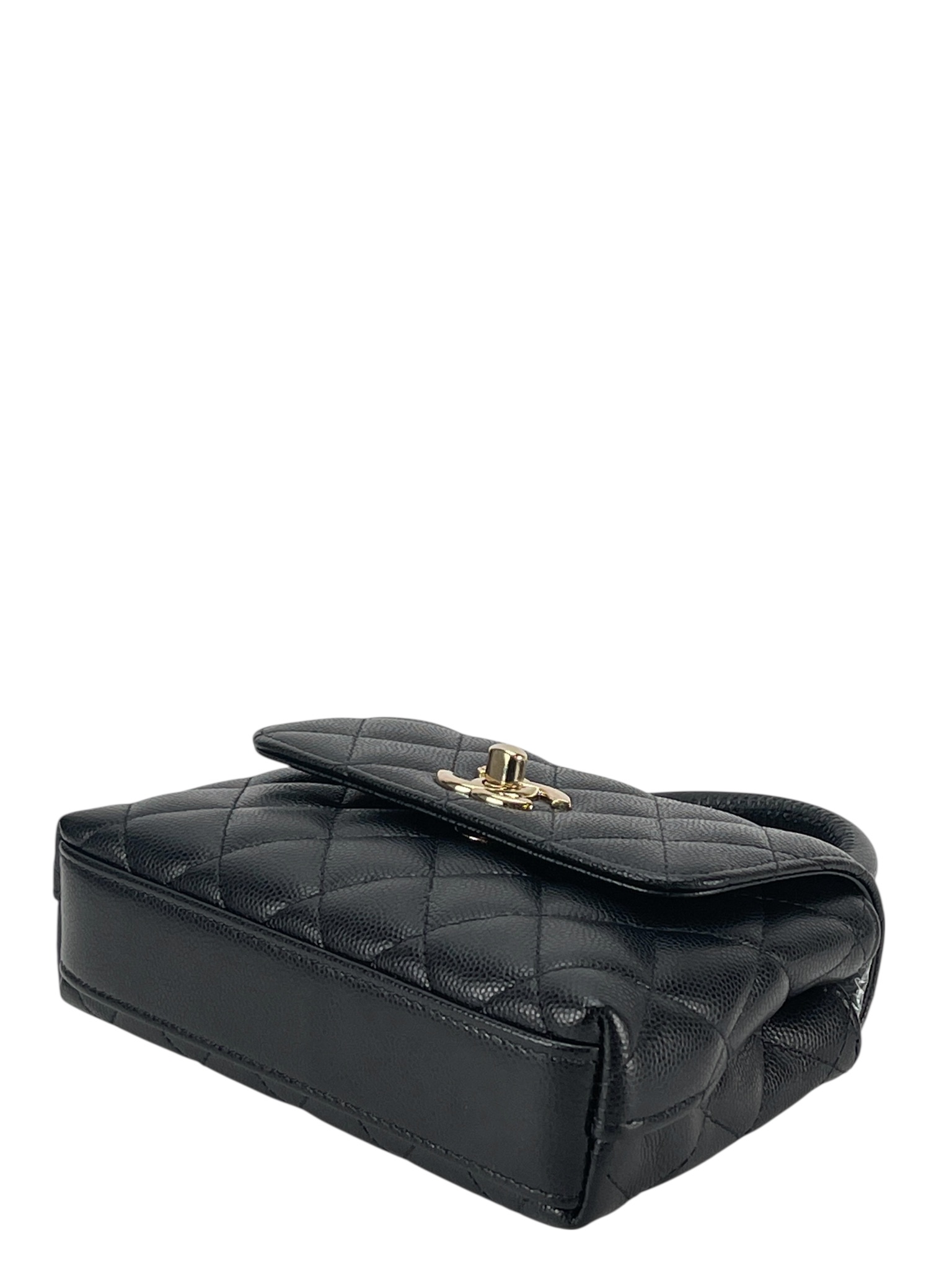 CHANEL - 25A Coco Handle Nano Black Caviar Gold Hardware