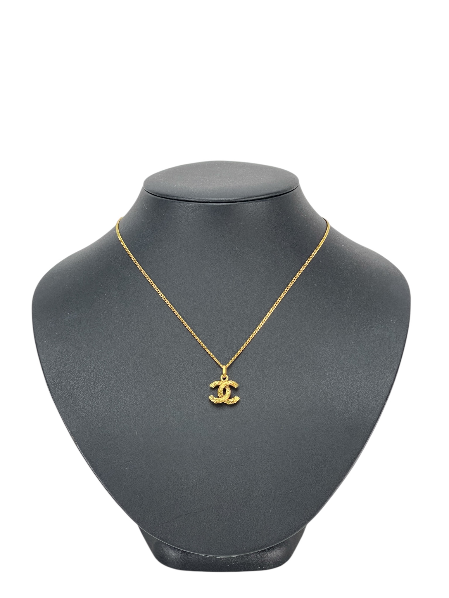 CHANEL - Gold CC Logo Pendant Necklace