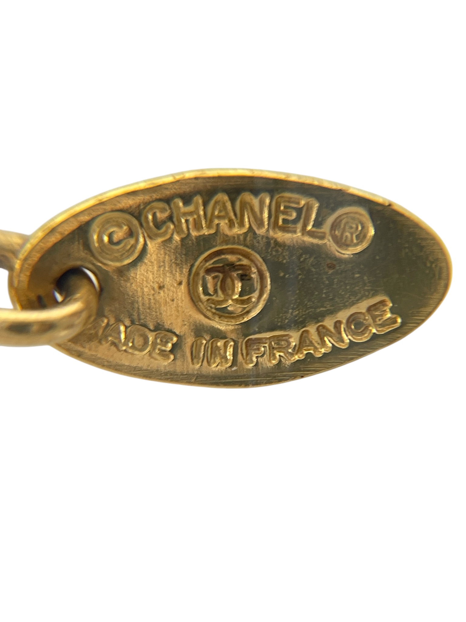 CHANEL - Gold CC Logo Pendant Necklace