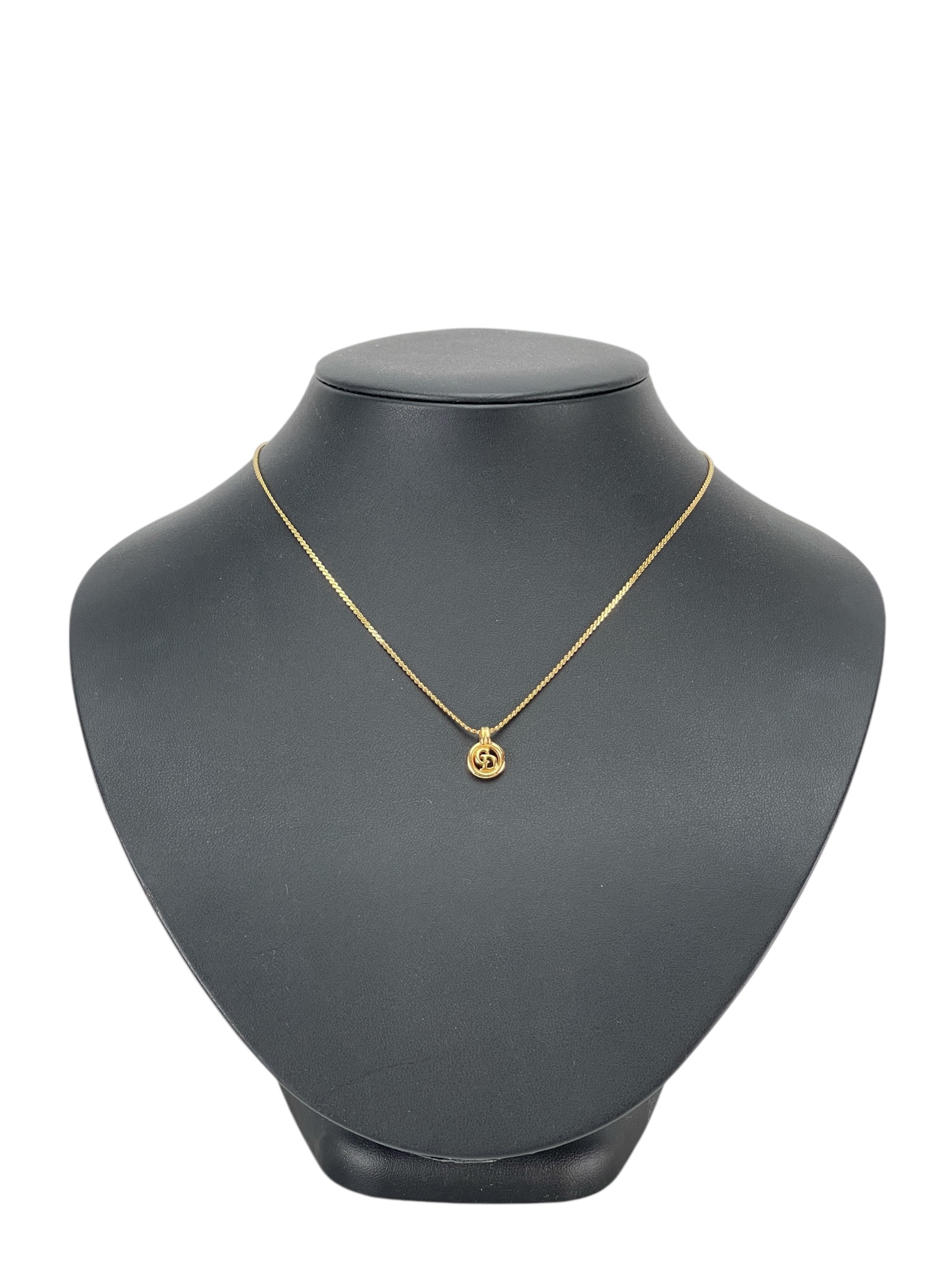 CHRISTIAN DIOR - Gold Round CD Pendant Necklace