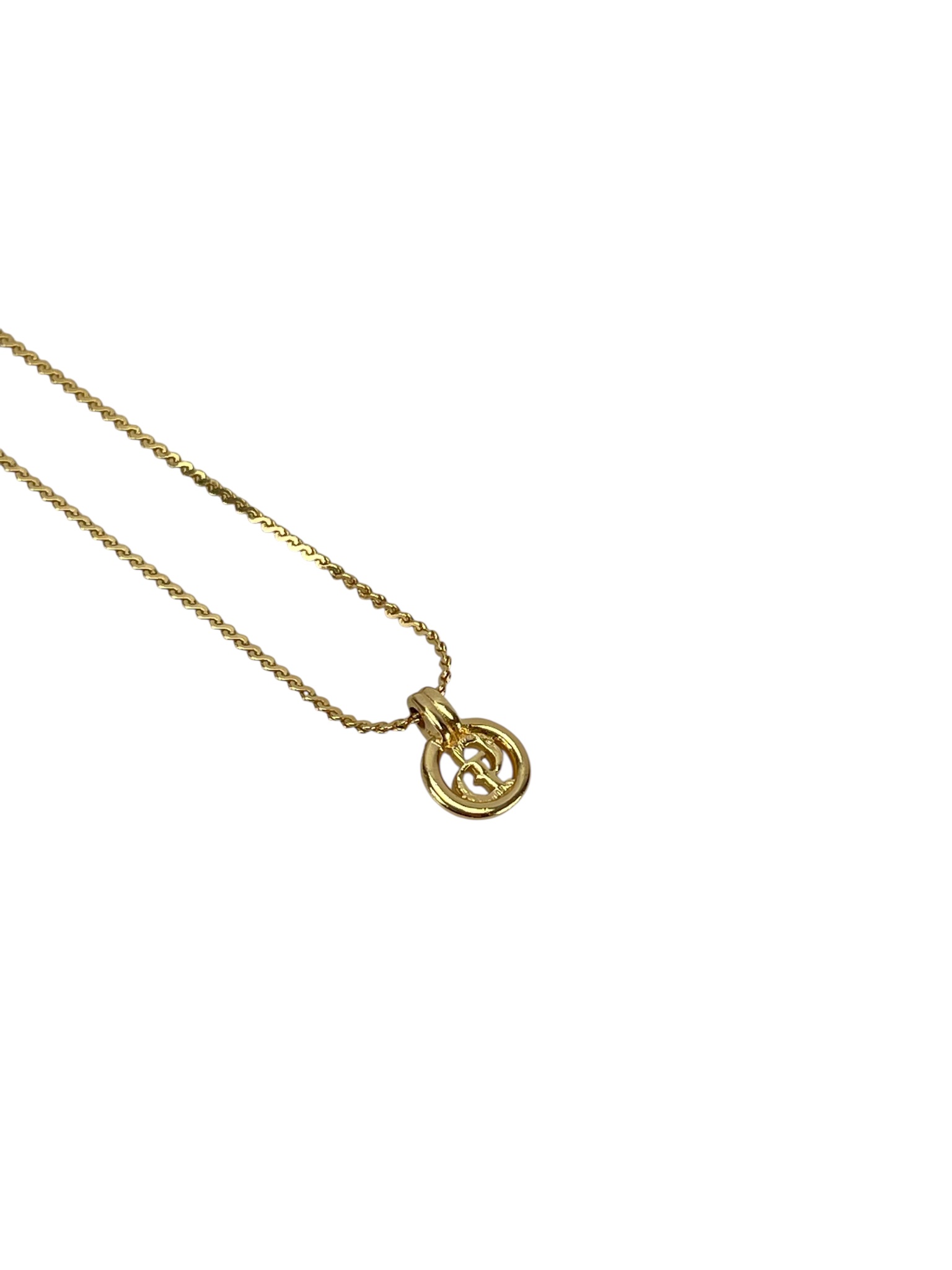 CHRISTIAN DIOR - Gold Round CD Pendant Necklace