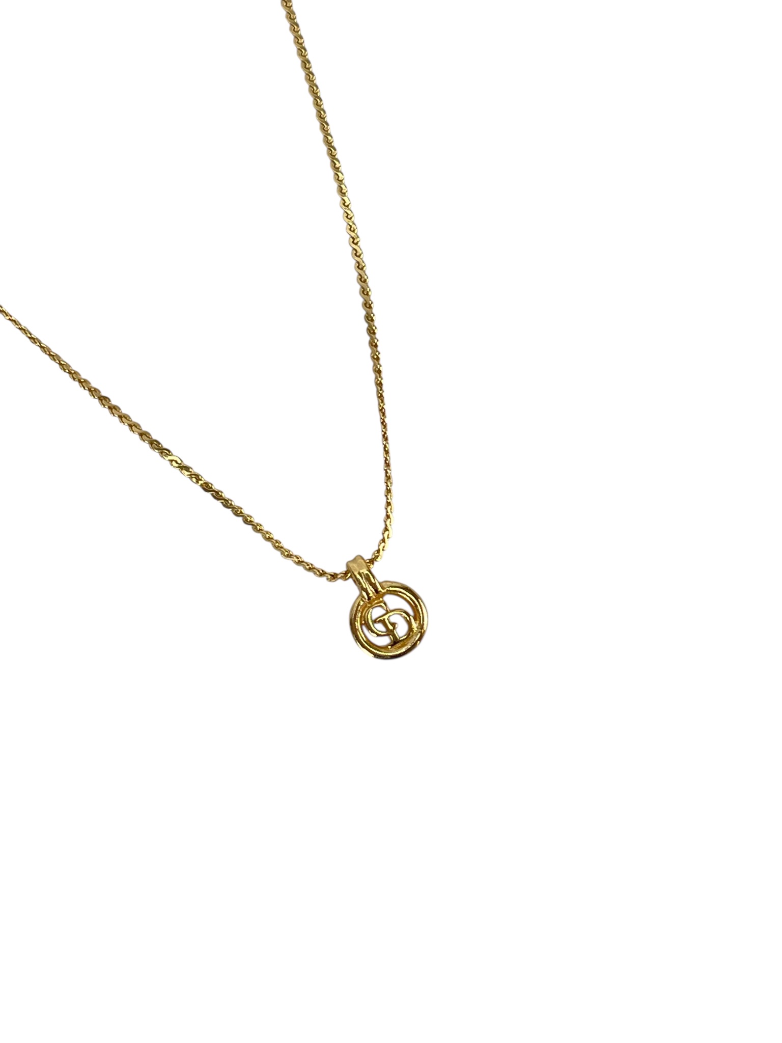 CHRISTIAN DIOR - Gold Round CD Pendant Necklace