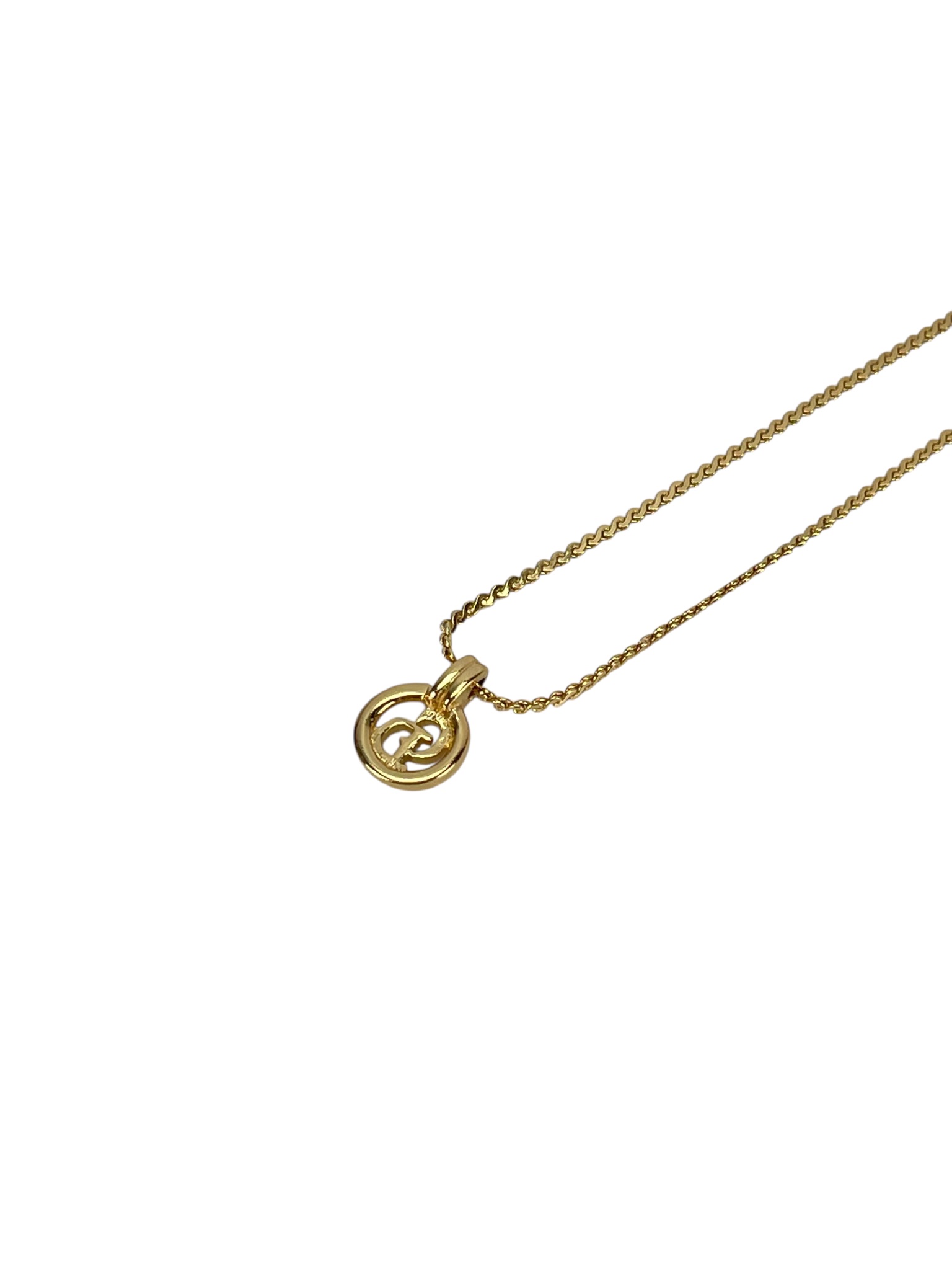 CHRISTIAN DIOR - Gold Round CD Pendant Necklace