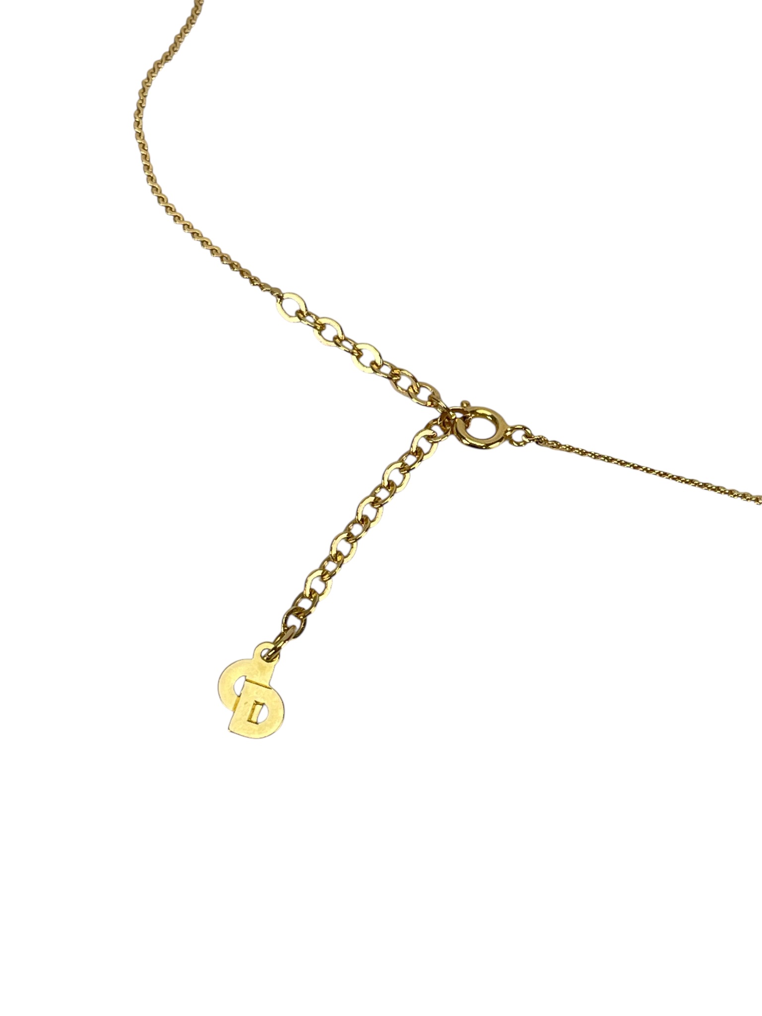 CHRISTIAN DIOR - Gold Round CD Pendant Necklace