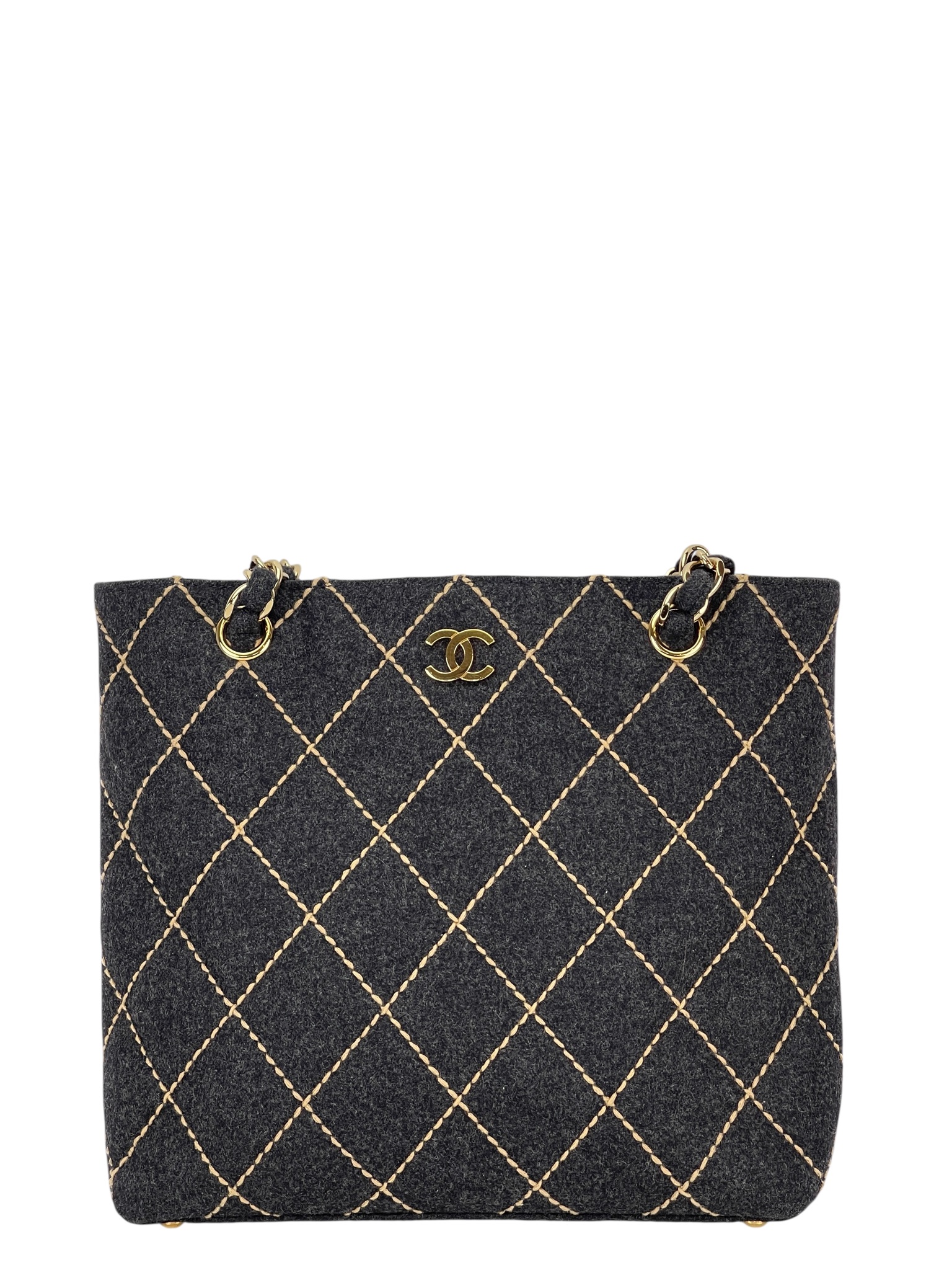 CHANEL - Wild Stitch Wool Chain Tote bag