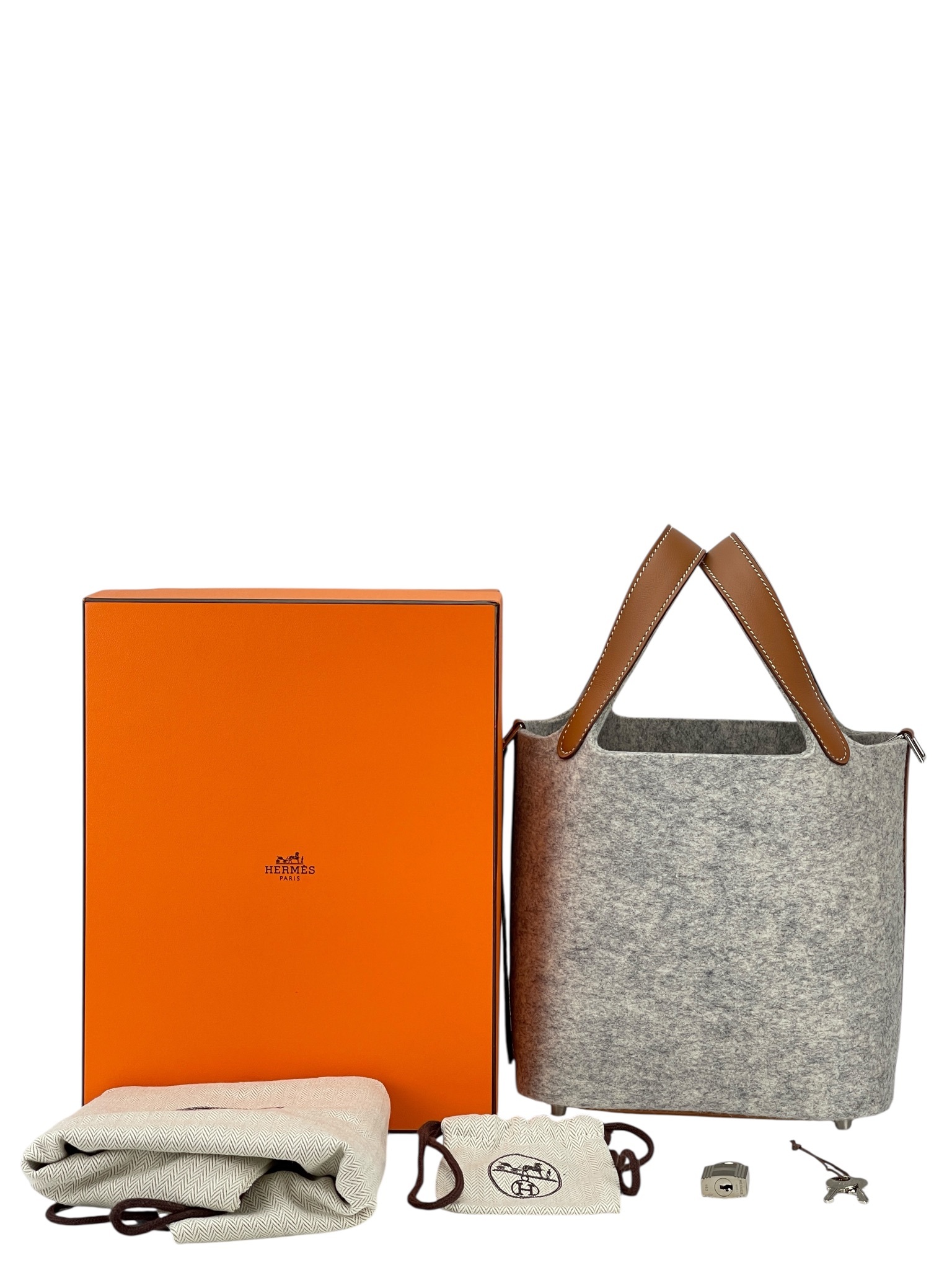 HERMES - Picotin PM Picotin 18 Grey Gold Felt Swift  Palladium Hardware