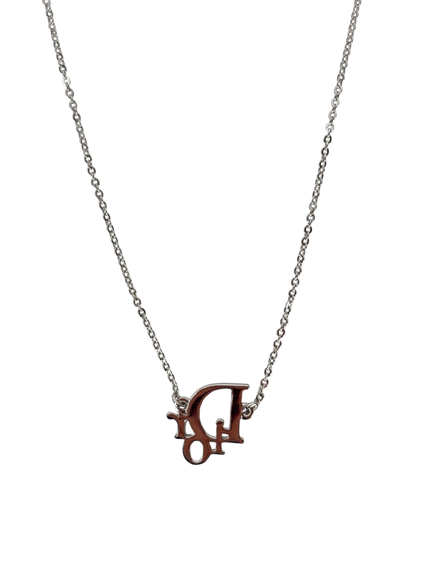 CHRISTIAN DIOR - Pink Rhinestone CD Pendant Necklace