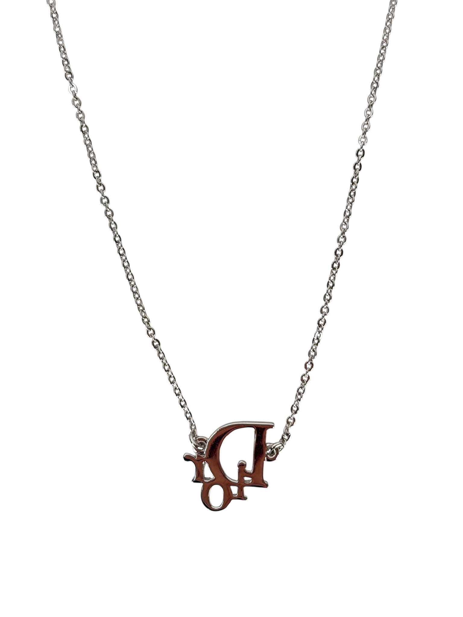 CHRISTIAN DIOR - Pink Rhinestone CD Pendant Necklace