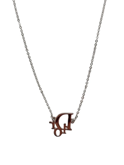 CHRISTIAN DIOR - Pink Rhinestone CD Pendant Necklace