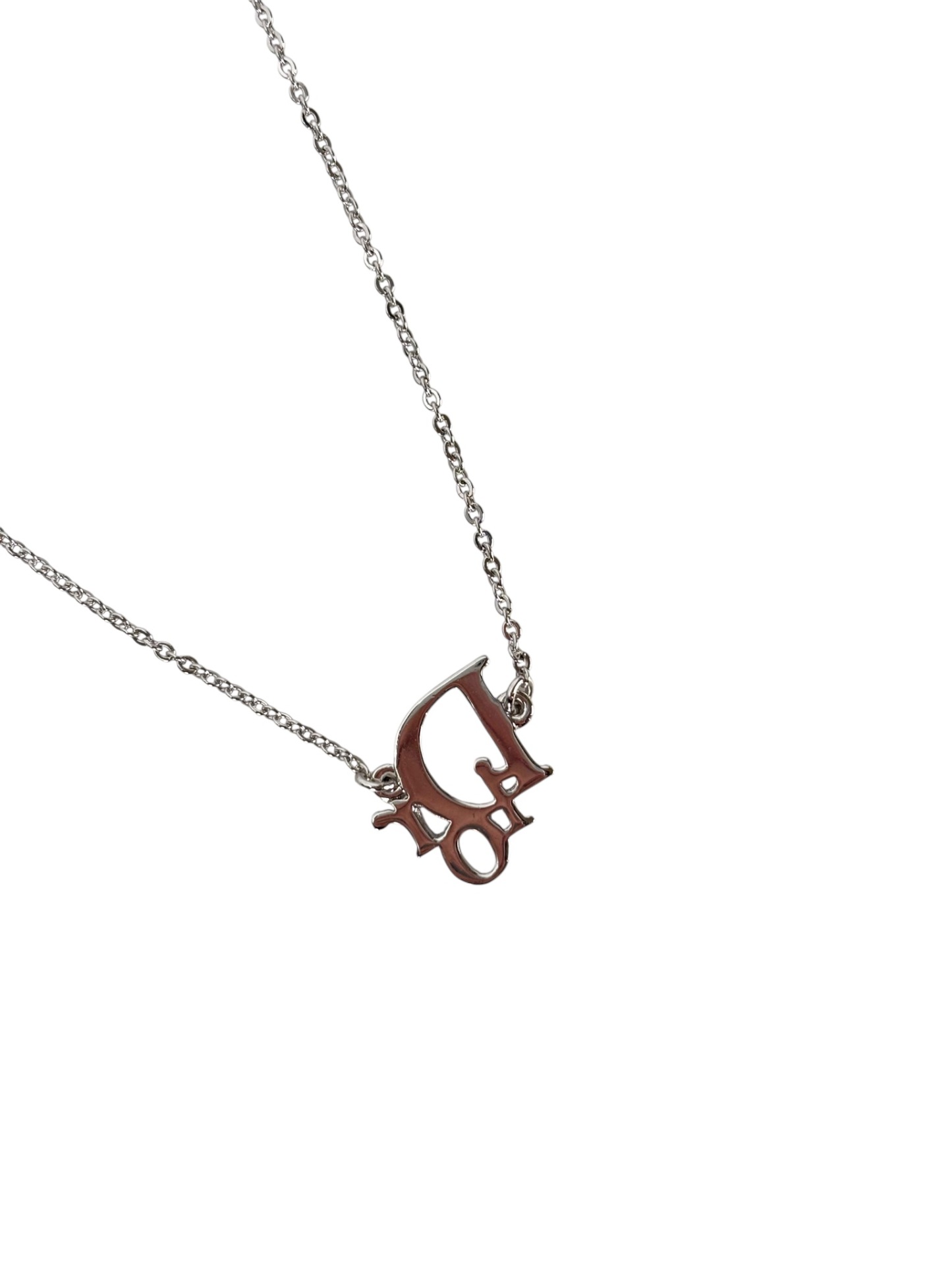 CHRISTIAN DIOR - Pink Rhinestone CD Pendant Necklace