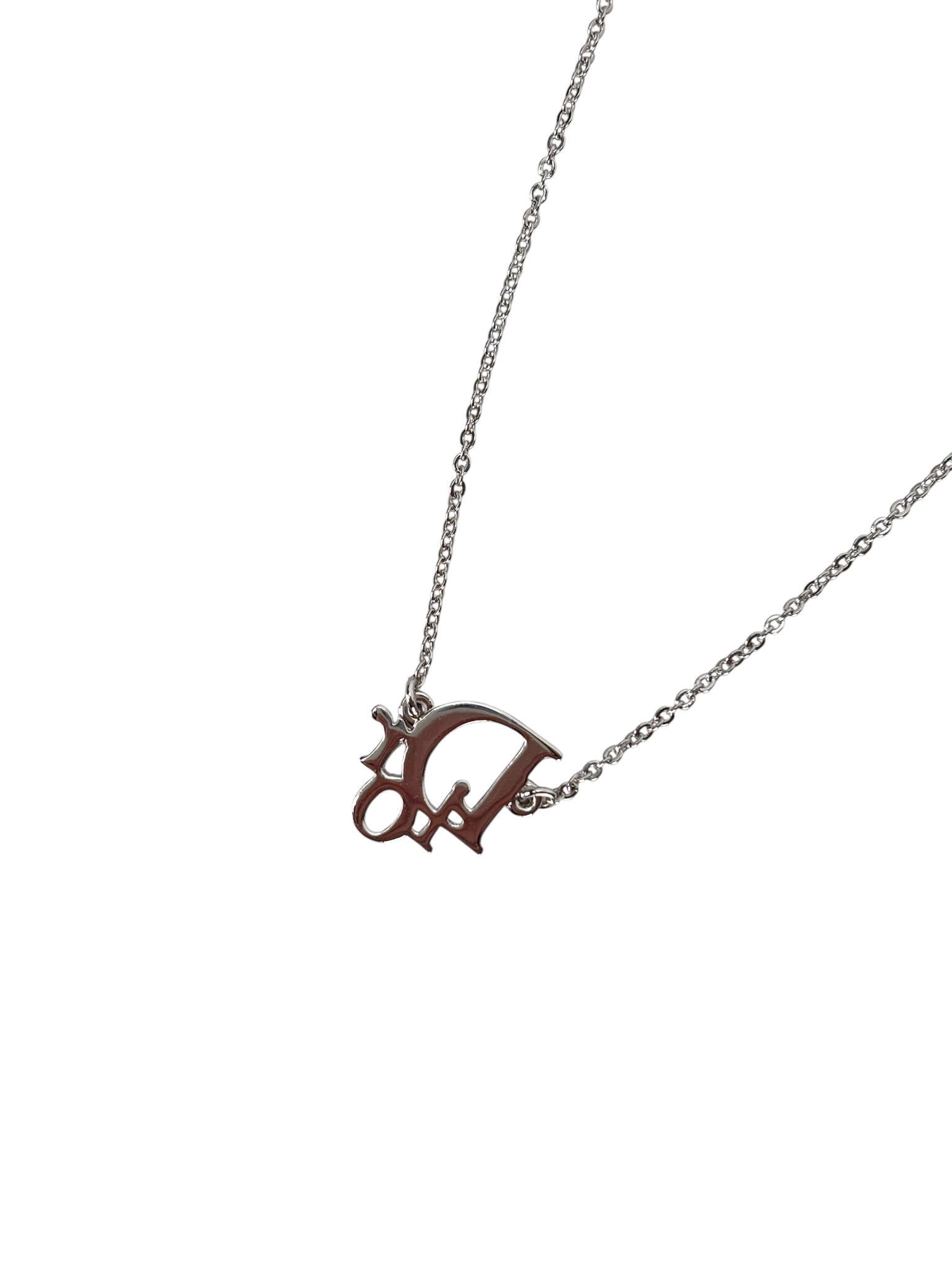 CHRISTIAN DIOR - Pink Rhinestone CD Pendant Necklace