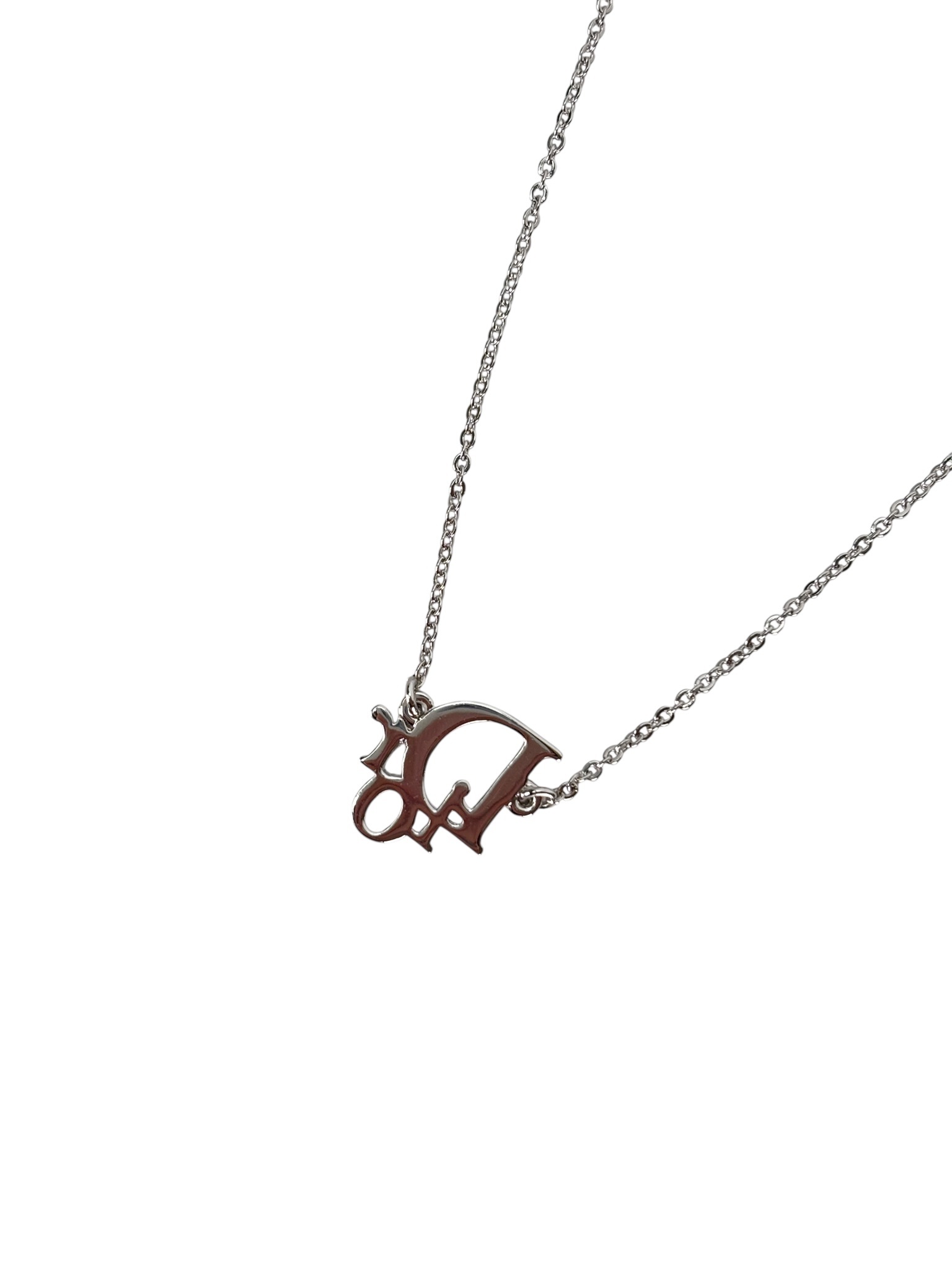 CHRISTIAN DIOR - Pink Rhinestone CD Pendant Necklace