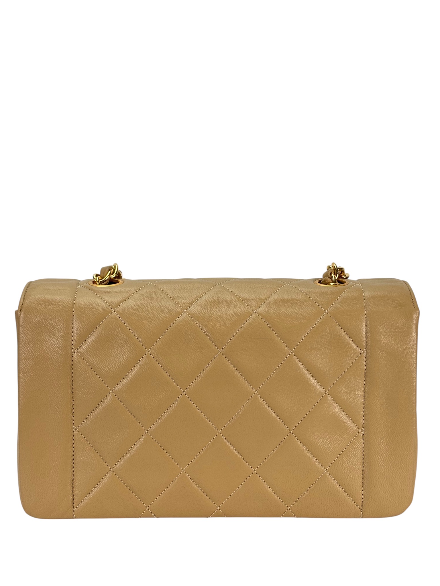 CHANEL - Beige Lambskin Diana Leather Crossbody Bag