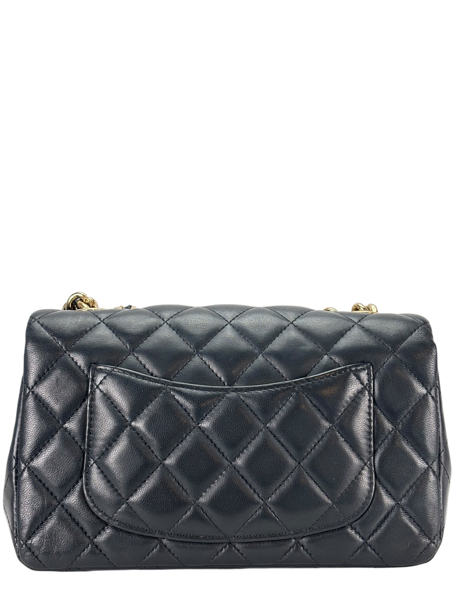 CHANEL - Black Lambskin Quilted Mini Coco Charms Rectangular Flap 