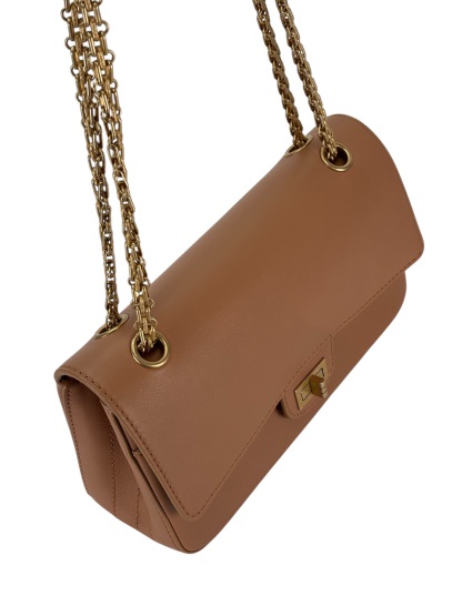 CHANEL - Beige Calfskin Smooth Leather 2.55 Nude Bag