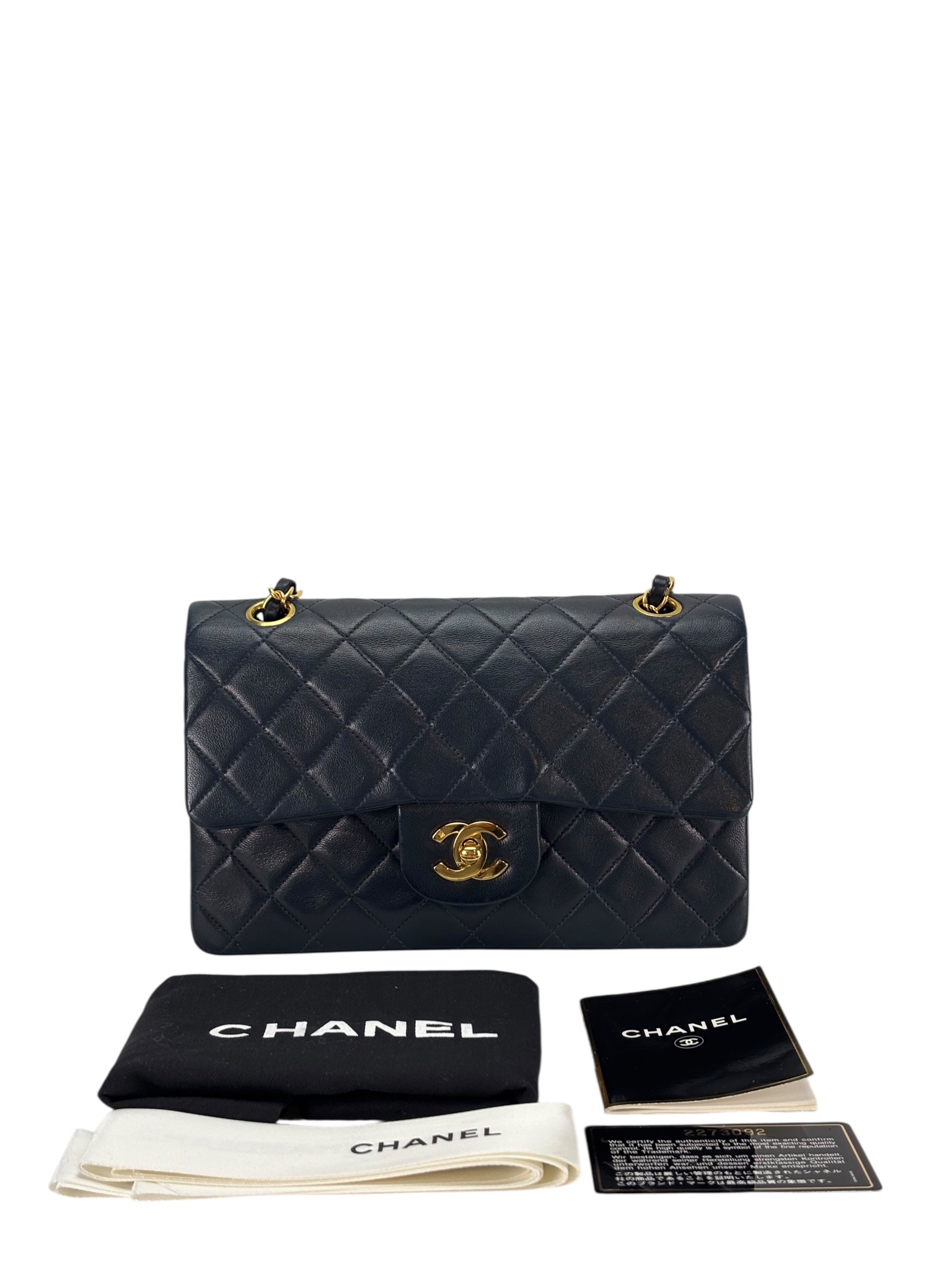 CHANEL - Small Classic Double Flap Bag Lambskin Gold Hardware (CF23)