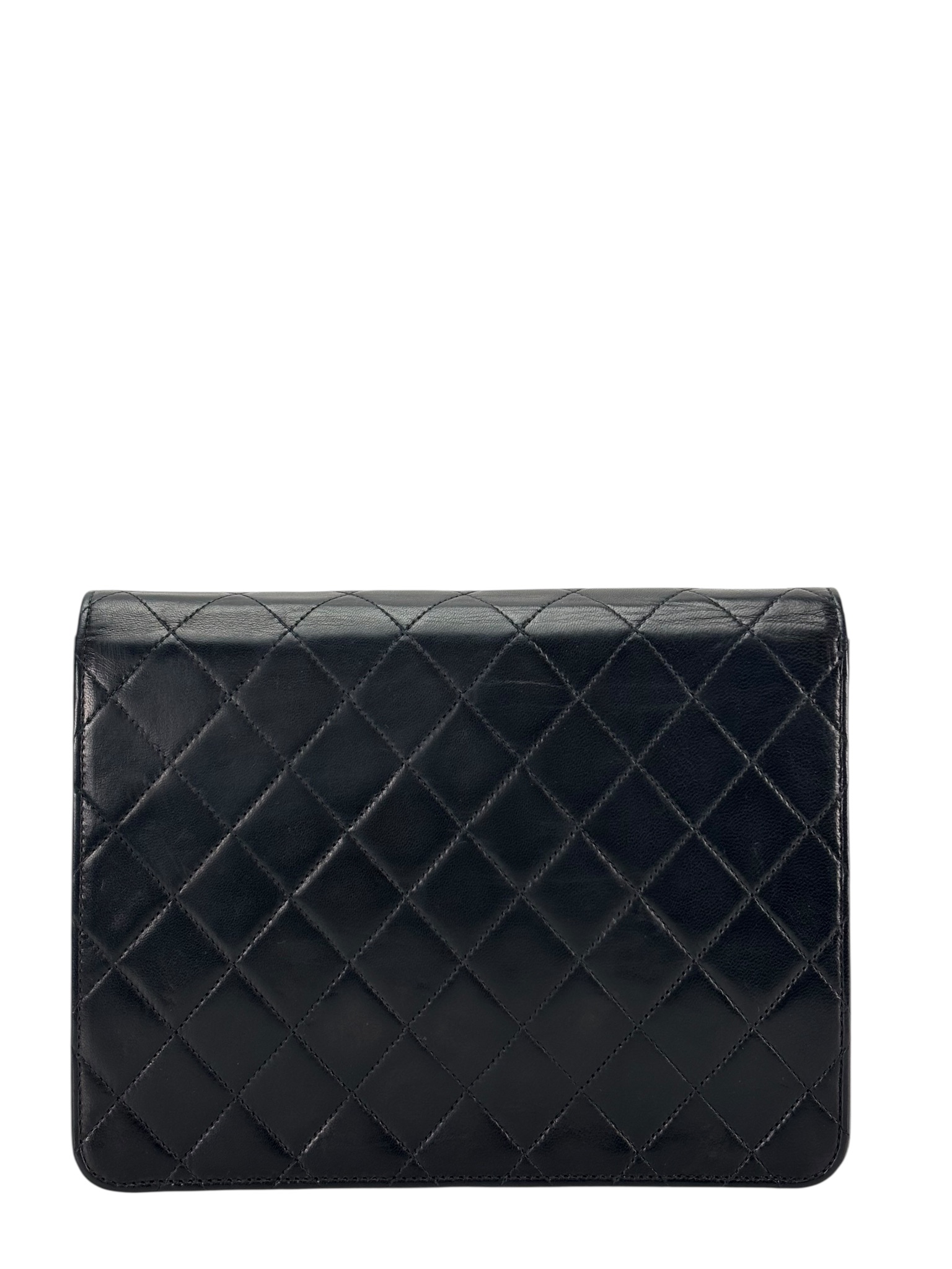 CHANEL - Black Lambskin Mini Classic Square Flap Shoulder Bag 20