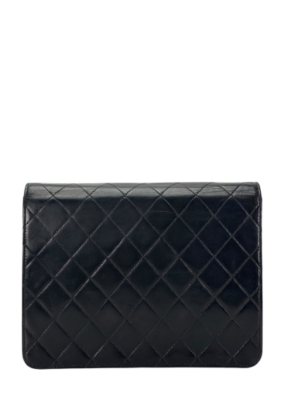 CHANEL - Black Lambskin Mini Classic Square Flap Shoulder Bag 20