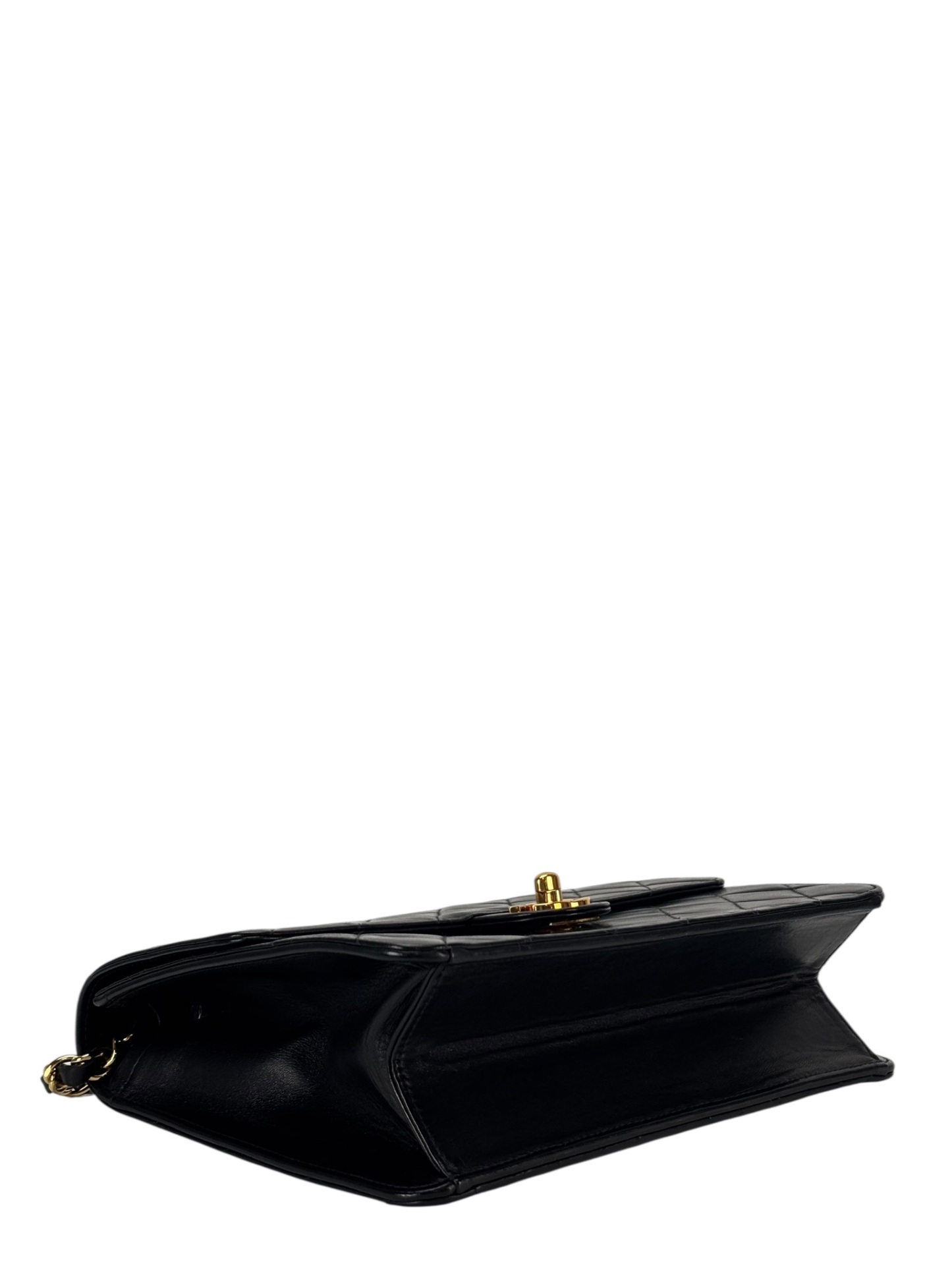 CHANEL - Black Lambskin Mini Classic Square Flap Shoulder Bag 20