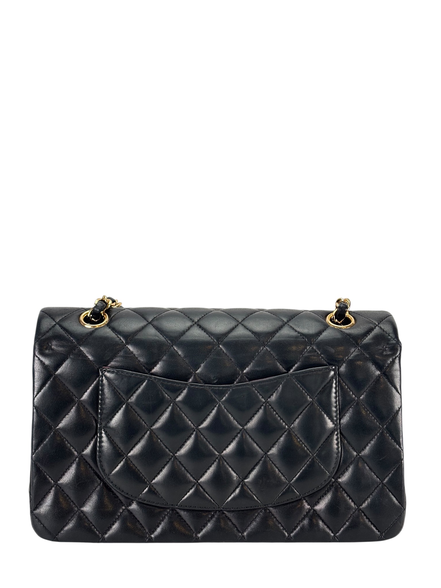 CHANEL - Medium Classic Double Flap Bag Black Lambskin Gold Hardware (CF25)