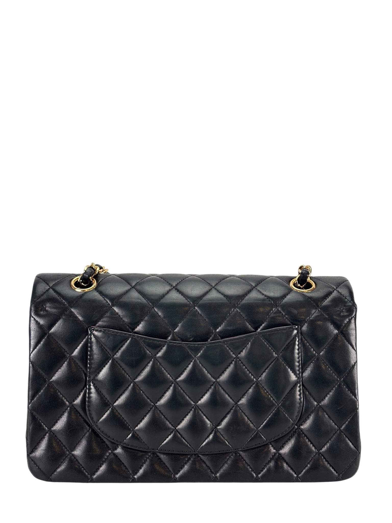 CHANEL - Medium Classic Double Flap Bag Black Lambskin Gold Hardware (CF25)