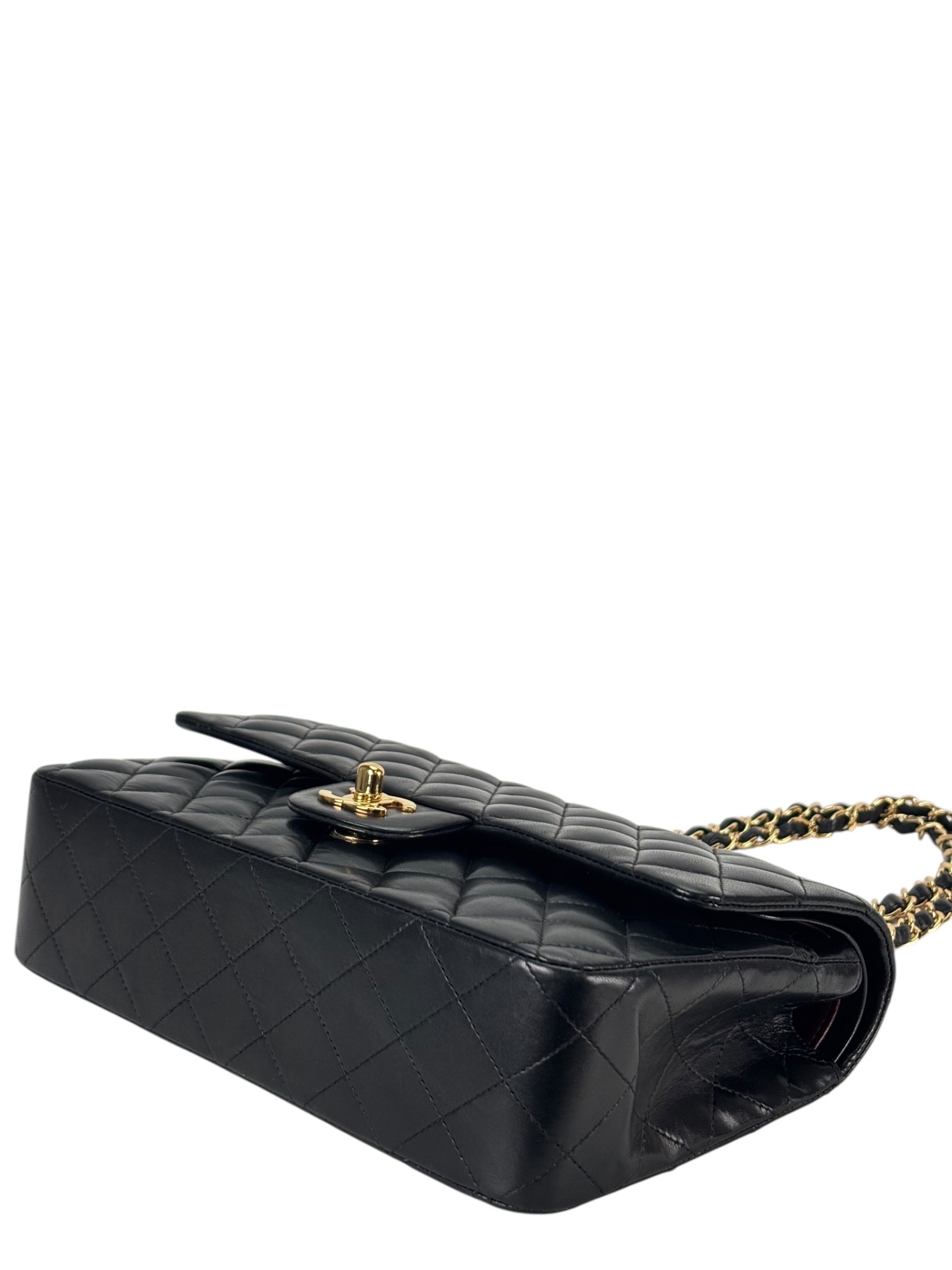 CHANEL - Medium Classic Double Flap Bag Black Lambskin Gold Hardware (CF25)
