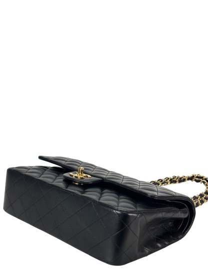 CHANEL - Medium Classic Double Flap Bag Black Lambskin Gold Hardware (CF25)
