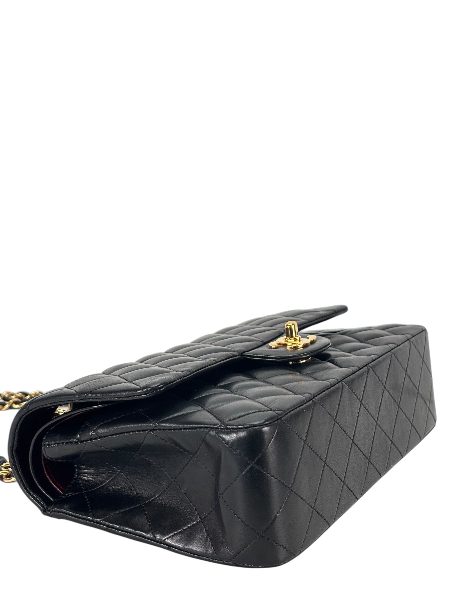 CHANEL - Medium Classic Double Flap Bag Black Lambskin Gold Hardware (CF25)