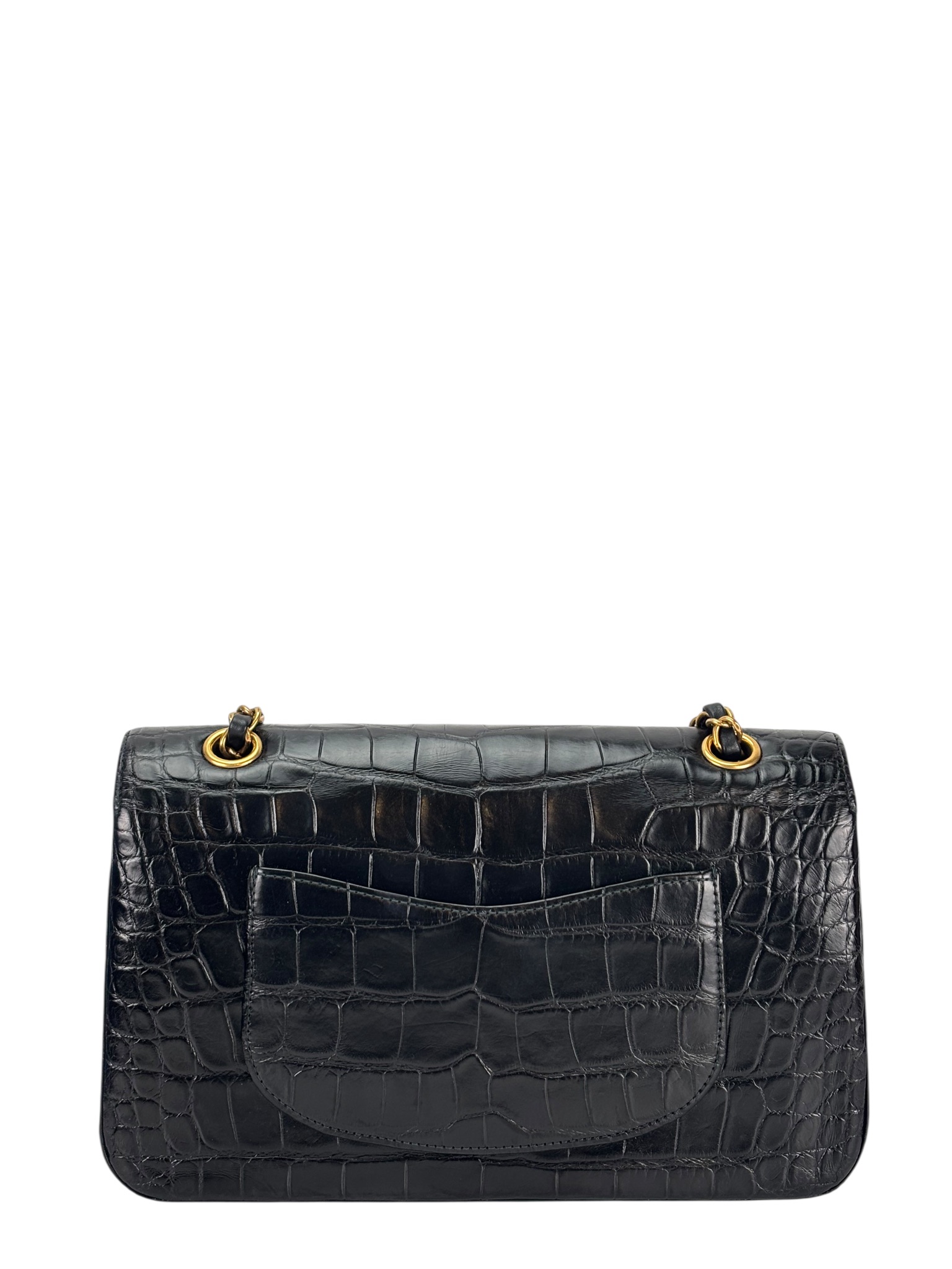 CHANEL - Medium Black Crocodile Double Flap Bag