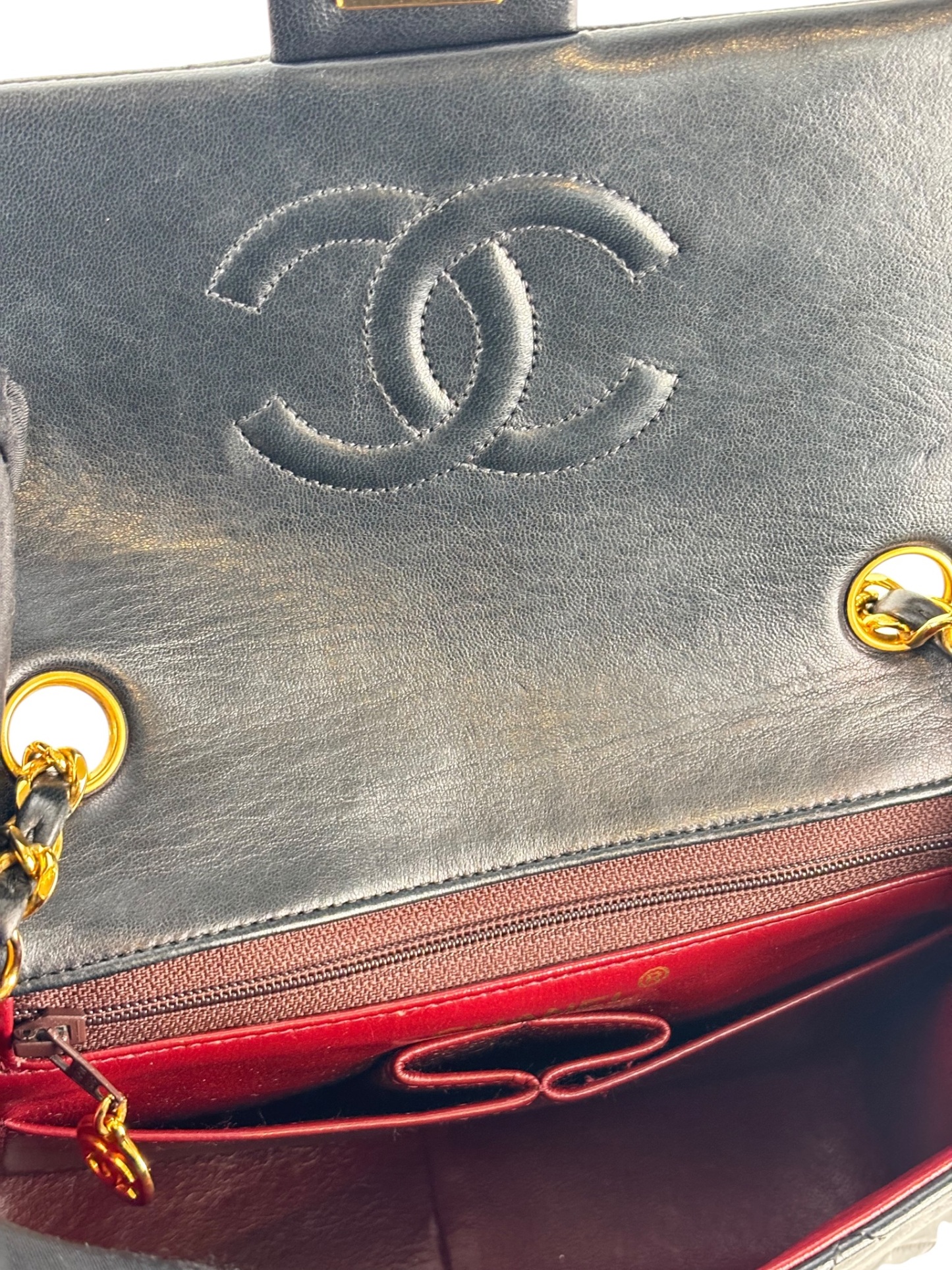 CHANEL - Black Lambskin Mini Classic Square Flap Shoulder Bag 17