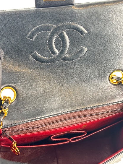 CHANEL - Black Lambskin Mini Classic Square Flap Shoulder Bag 17