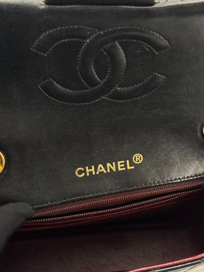 CHANEL - Black Lambskin Mini Classic Square Flap Shoulder Bag 17