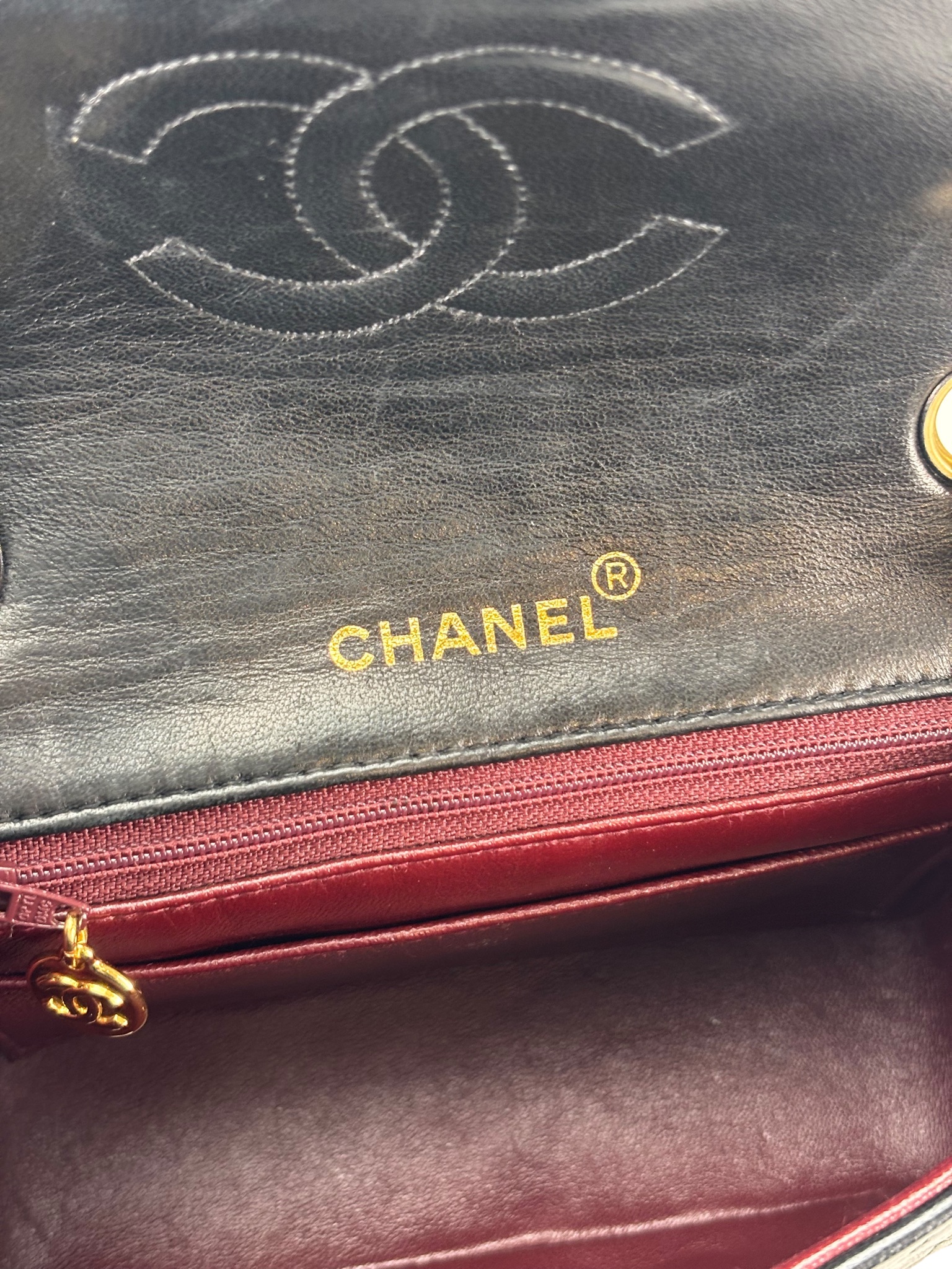 CHANEL - Black Lambskin Mini Classic Square Flap Shoulder Bag 17