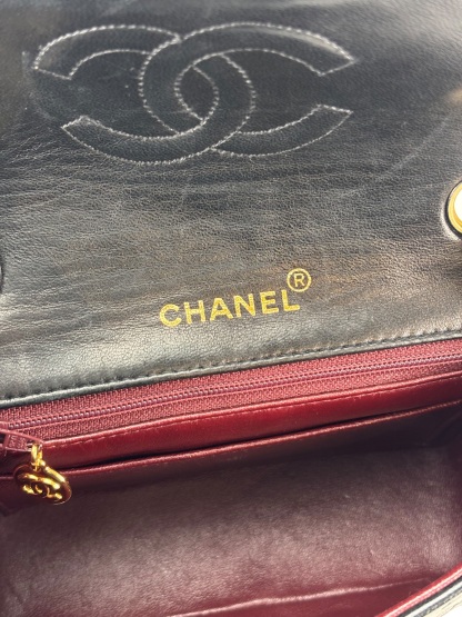 CHANEL - Black Lambskin Mini Classic Square Flap Shoulder Bag 17